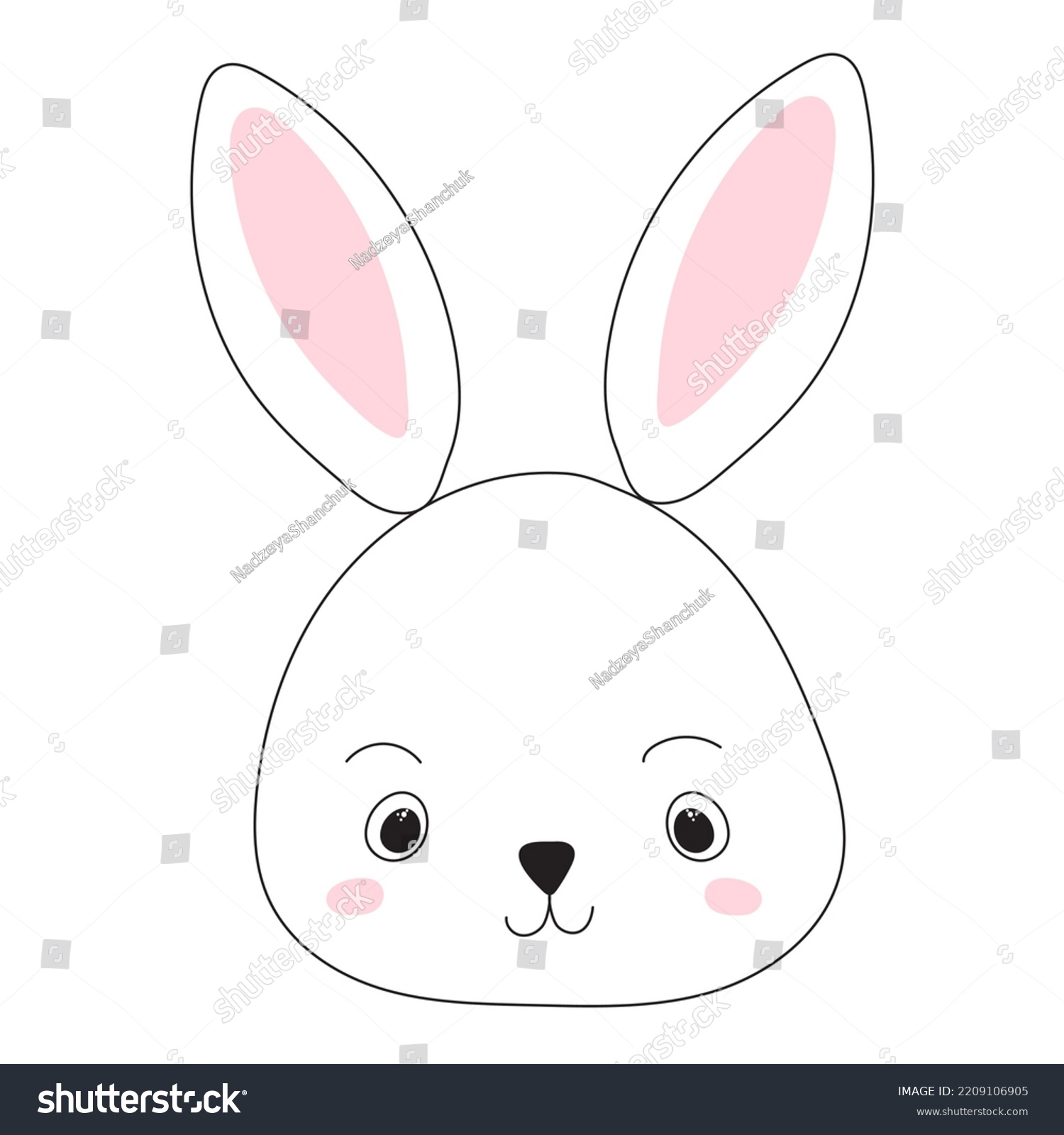 Rabbit Cartoon Portrait Sketch Outline Isolated Stock Vector (Royalty ...