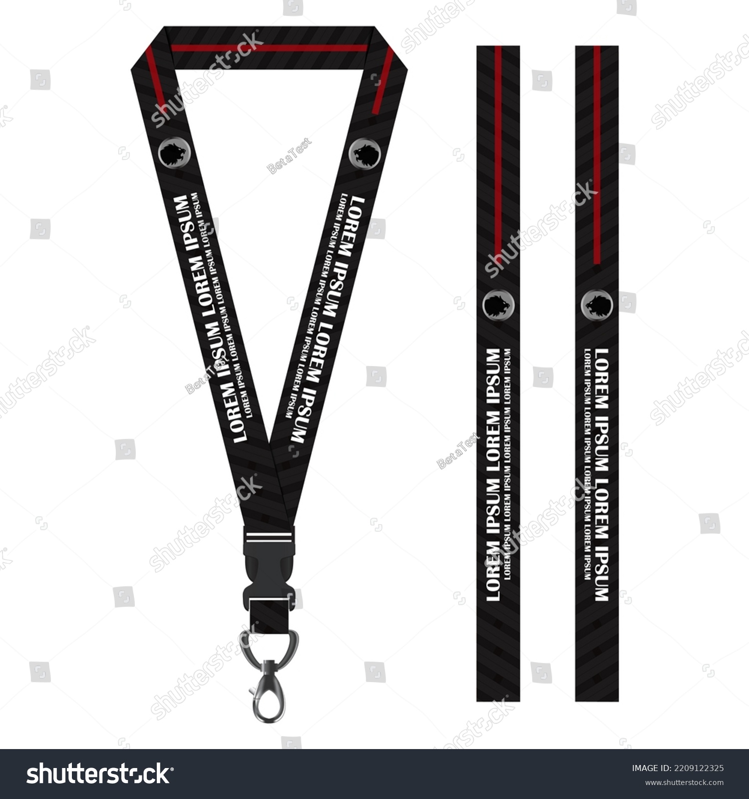 Black Line Lanyard Template All Company Stock Vector (Royalty Free