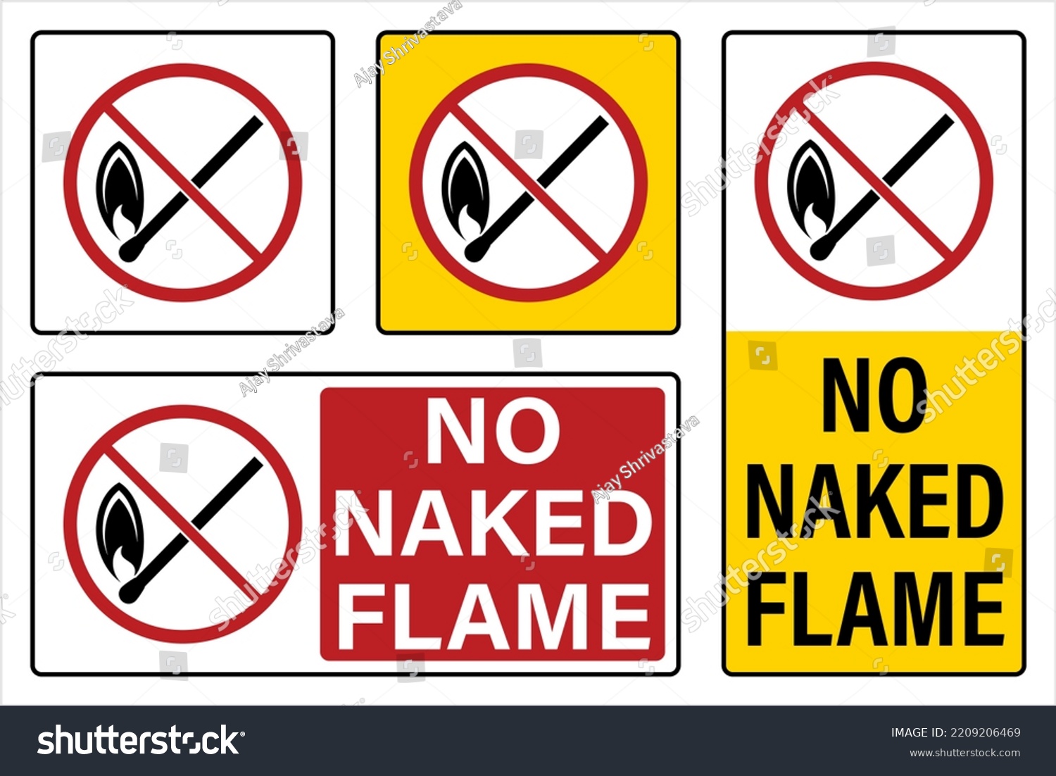 No Naked Flame Sign Fire Flame Stock Vector Royalty Free