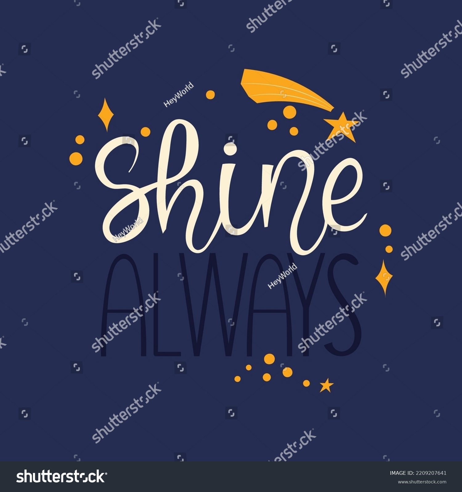 Shine Always Handwritten Lettering Inspiration Stars Stock Vector ...