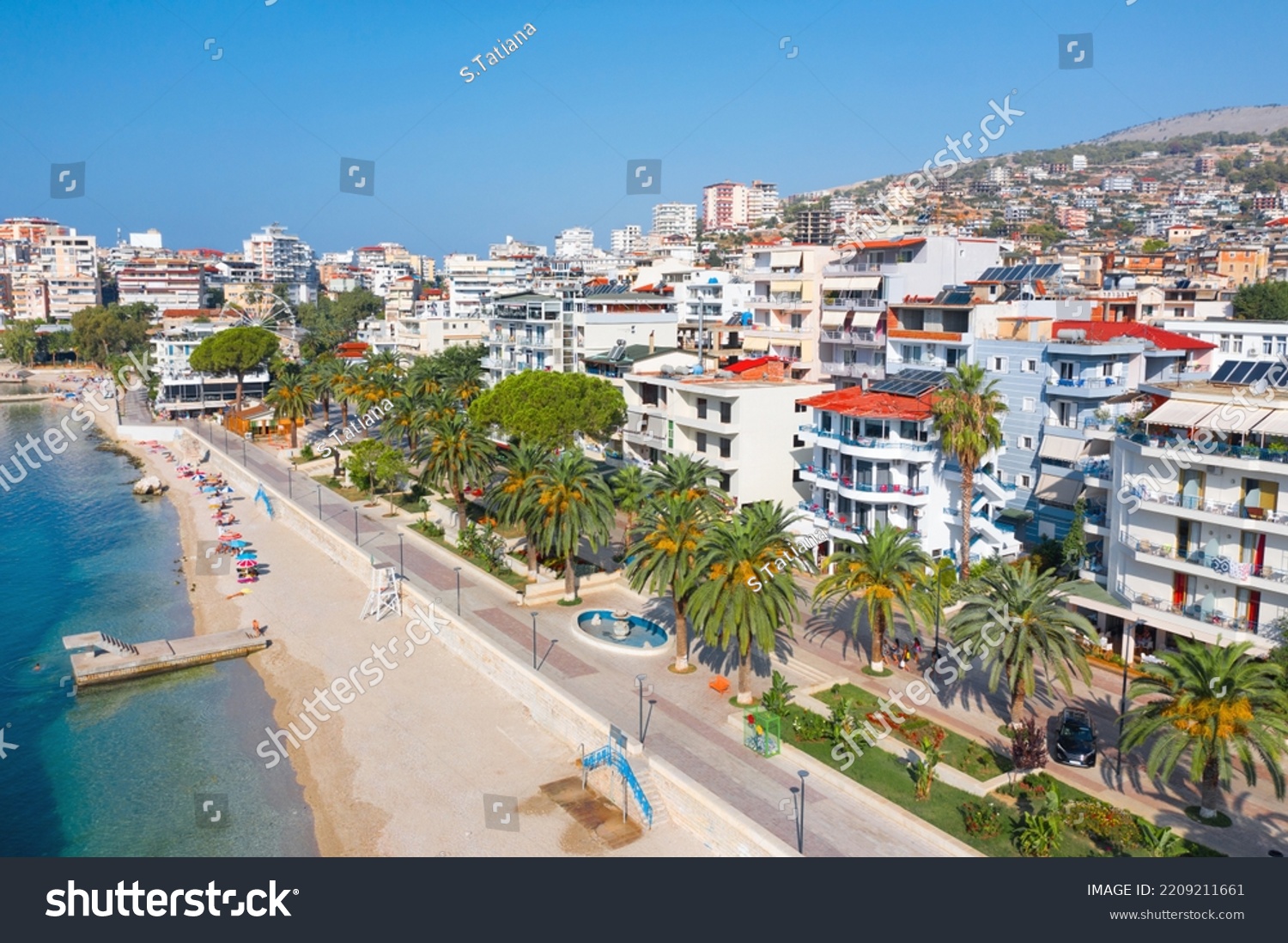 Saranda Albania Panorama City Promenade City Stock Photo 2209211661   Stock Photo Saranda Albania Panorama Of The City Promenade City Port City Beach View From The Height 2209211661 