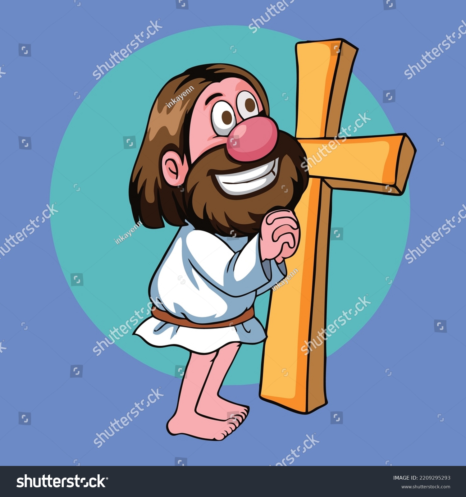 Jesus Christ Catoon Character Cross On Stock Vector (Royalty Free ...