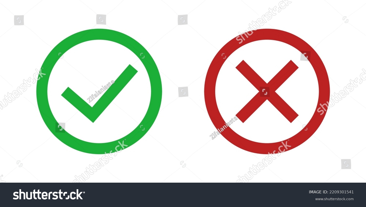 Green Check Mark Red Cross Outline Stock Vector (Royalty Free ...