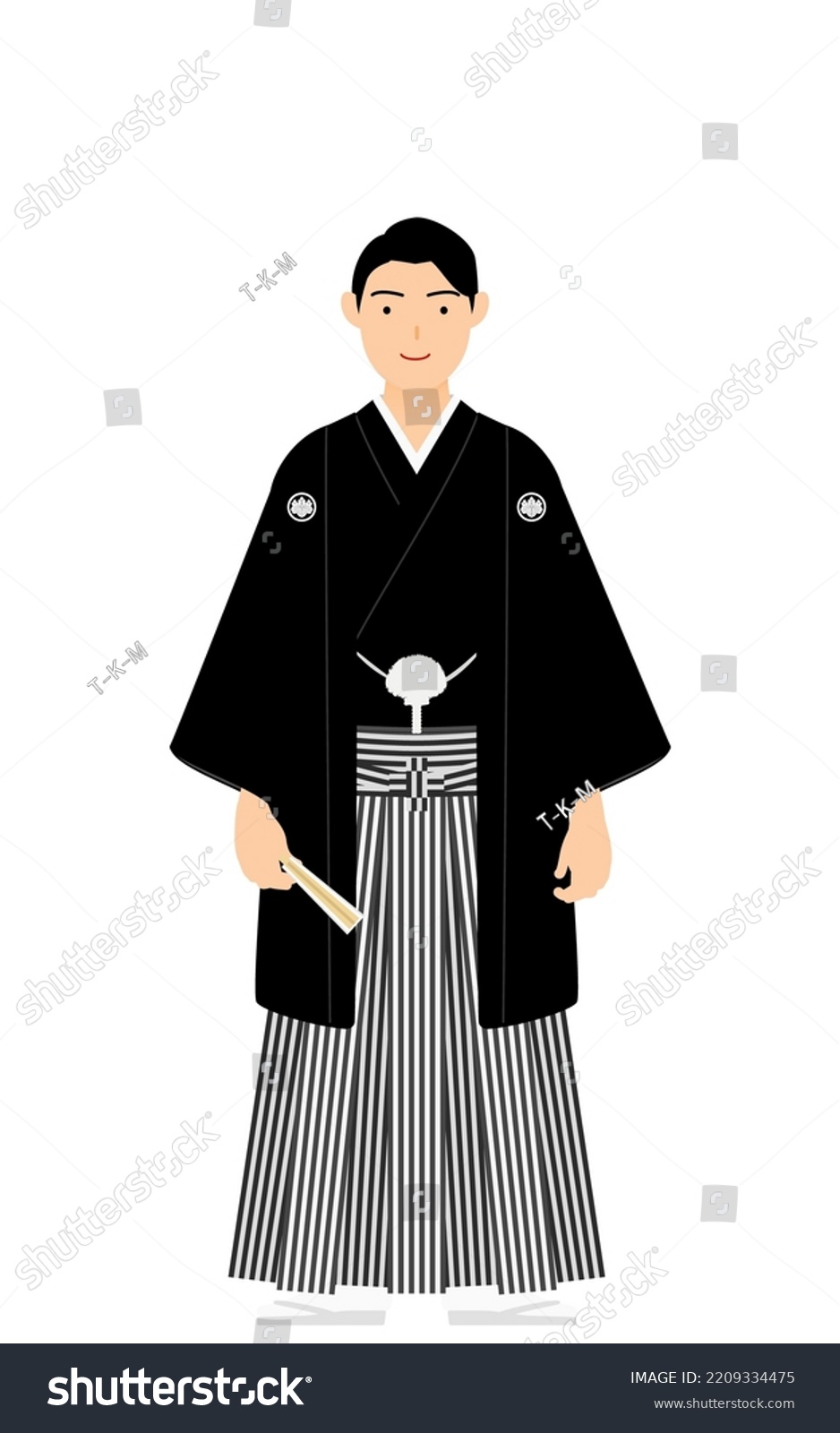 Man Kimono Wearing Crested Hakama Pose Stock Vector (Royalty Free ...