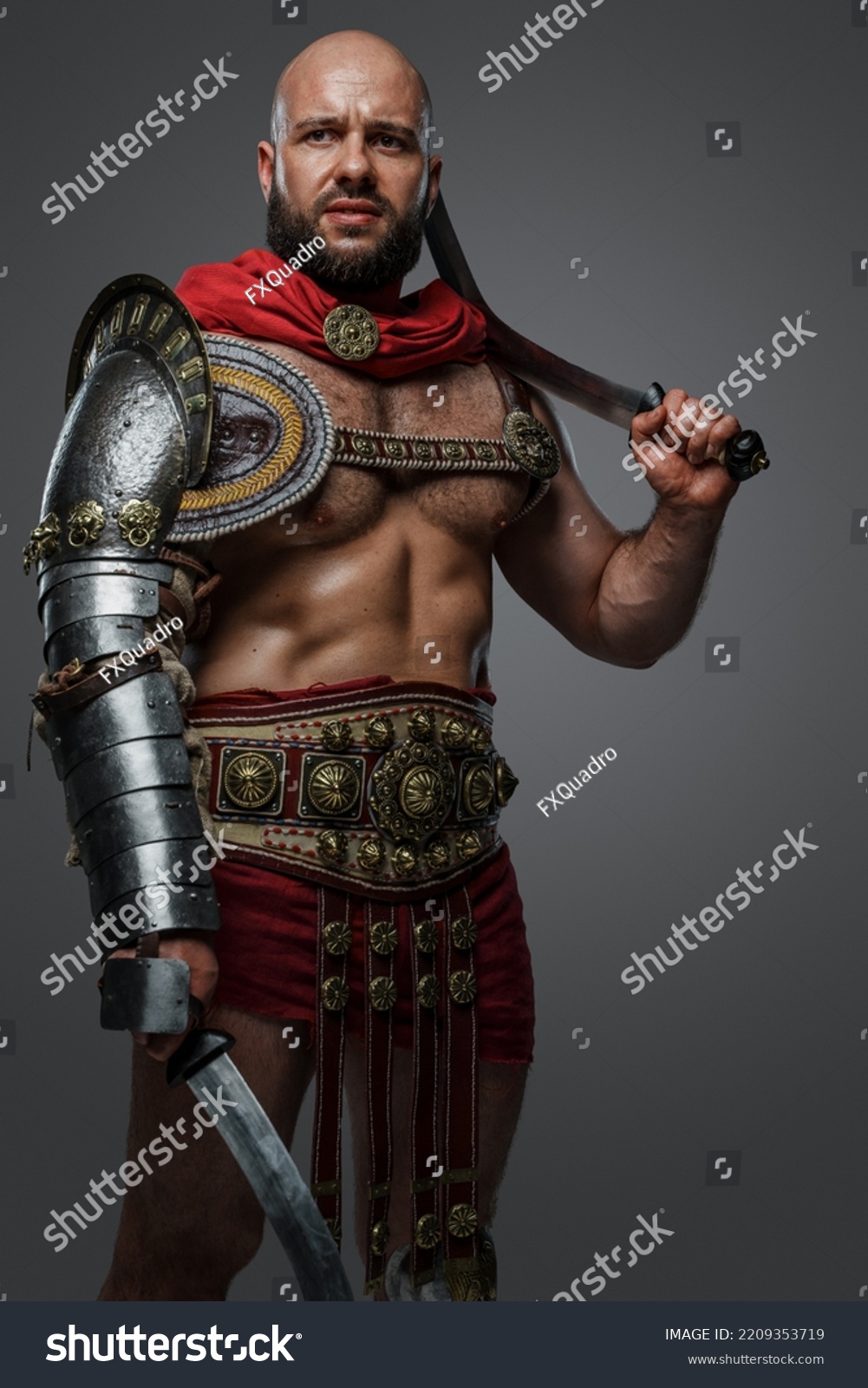 Portrait Ancient Gladiator Bare Torso Posing Stock Photo 2209353719 ...