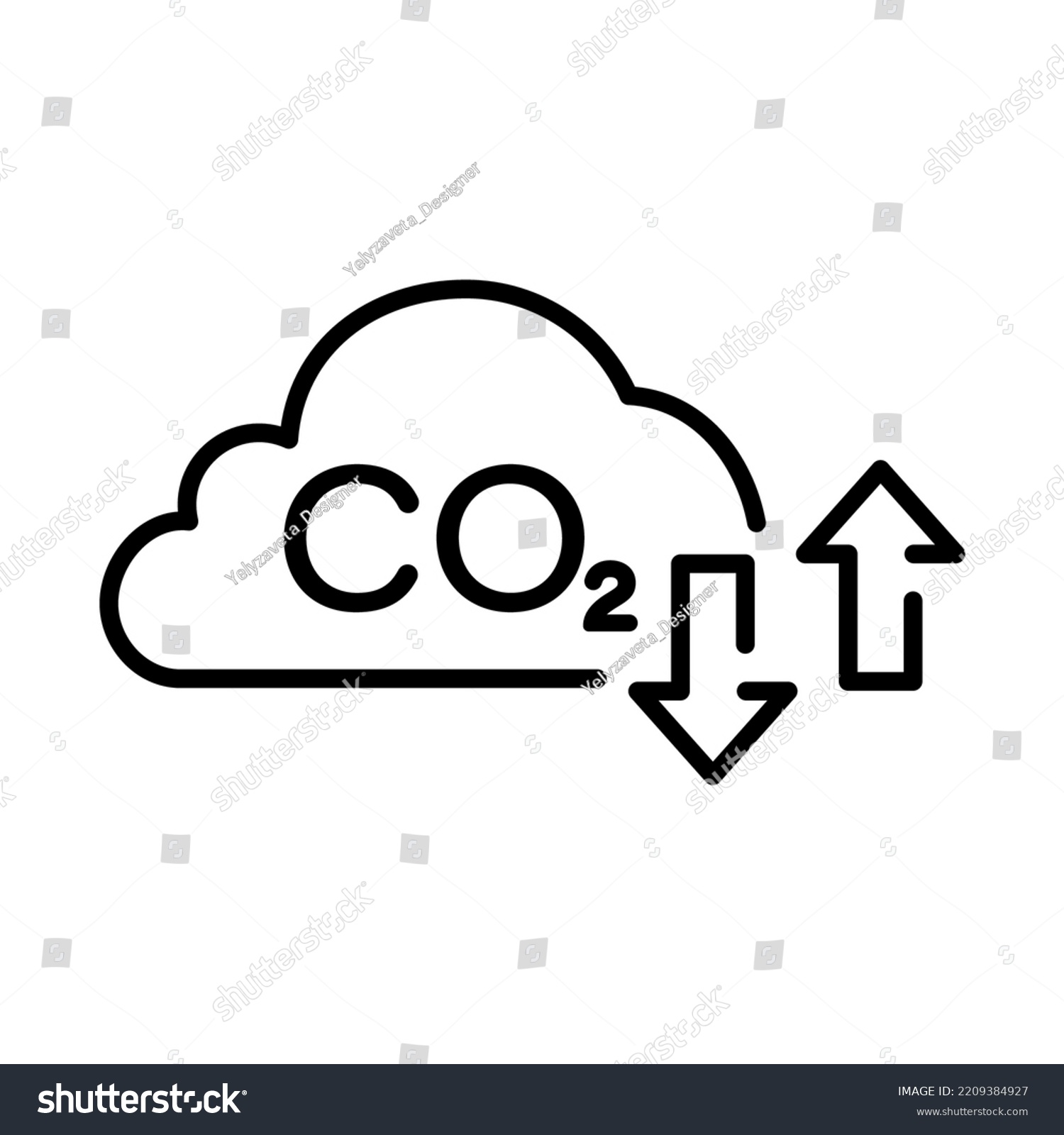 Carbon Dioxide Pollution Air Line Icon Stock Vector (Royalty Free ...