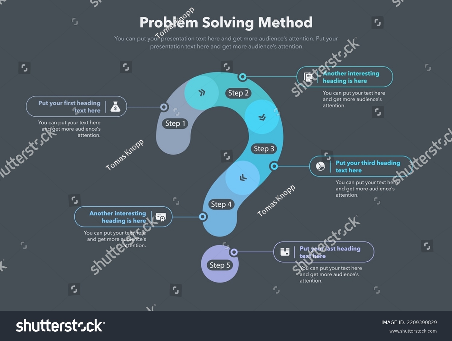 Problem Solving Process Template Five Steps Stock Vector (Royalty Free ...