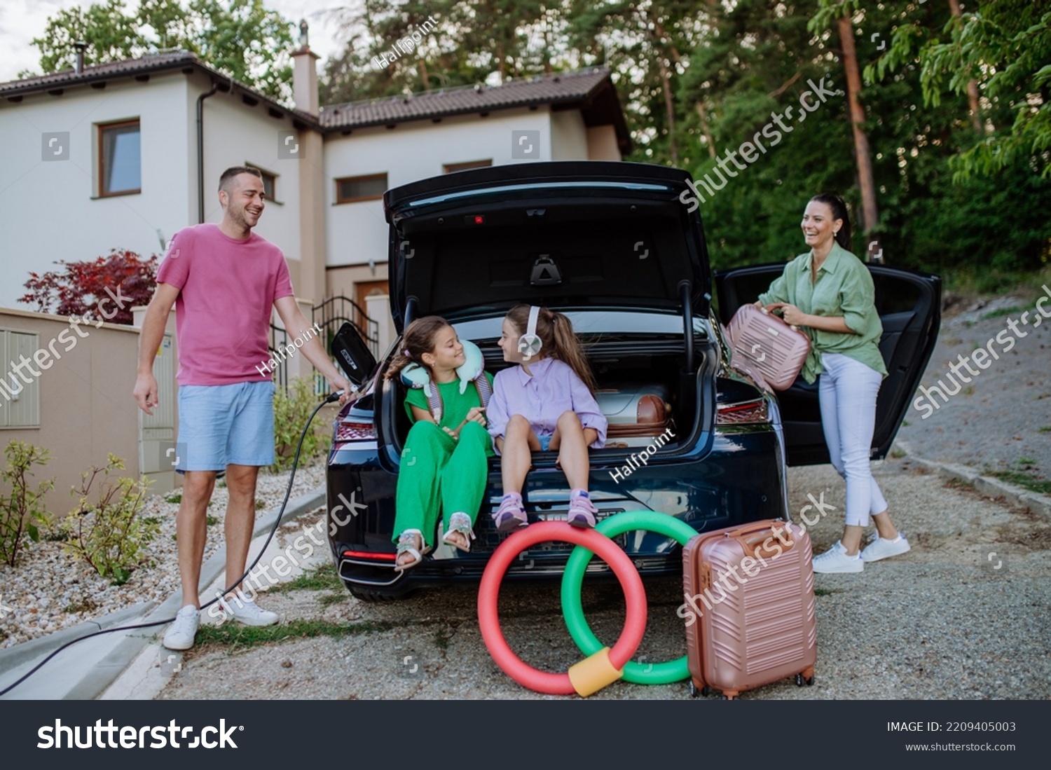 Happy Father Holding Power Supply Cable Stock Photo 2209405003 ...