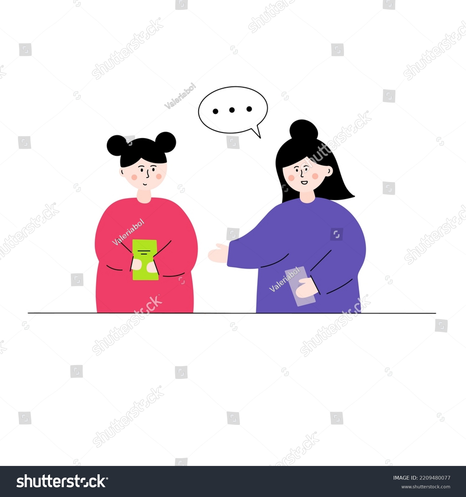 Two Girls Talking Each Other Vector Stock Vector Royalty Free 2209480077 Shutterstock 1767