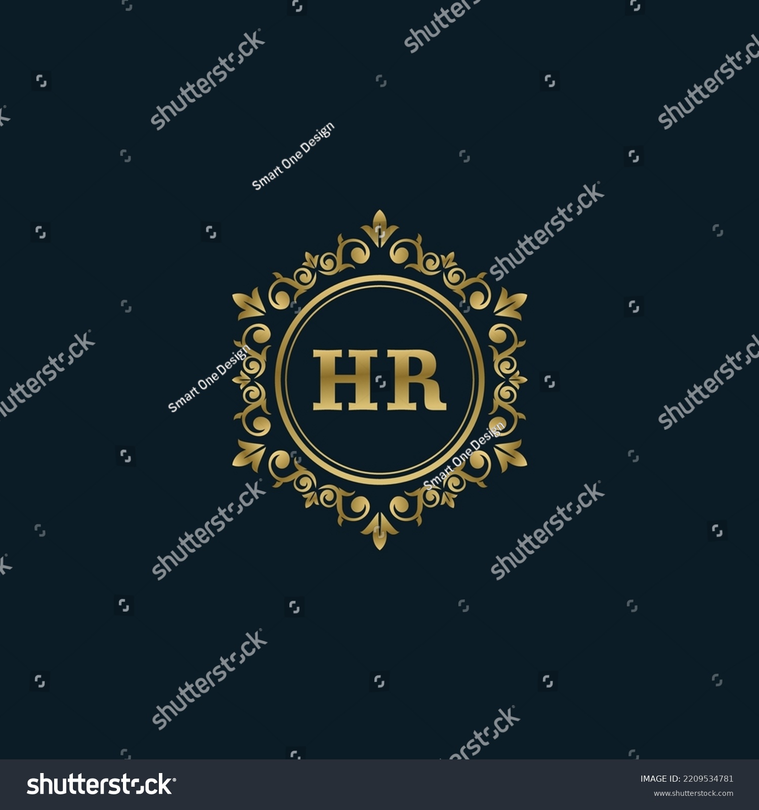 Letter Hr Logo Luxury Gold Template Stock Vector (Royalty Free ...