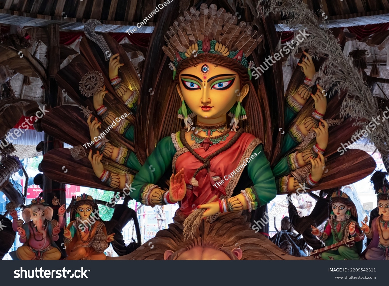 Goddess Durga Devi Idol Decorated Puja Stock Photo 2209542311 ...