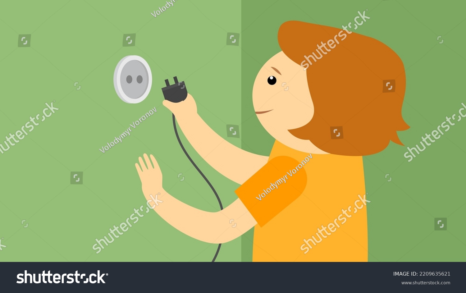 Boy Plugs Into Socket Stock Vector (Royalty Free) 2209635621 | Shutterstock