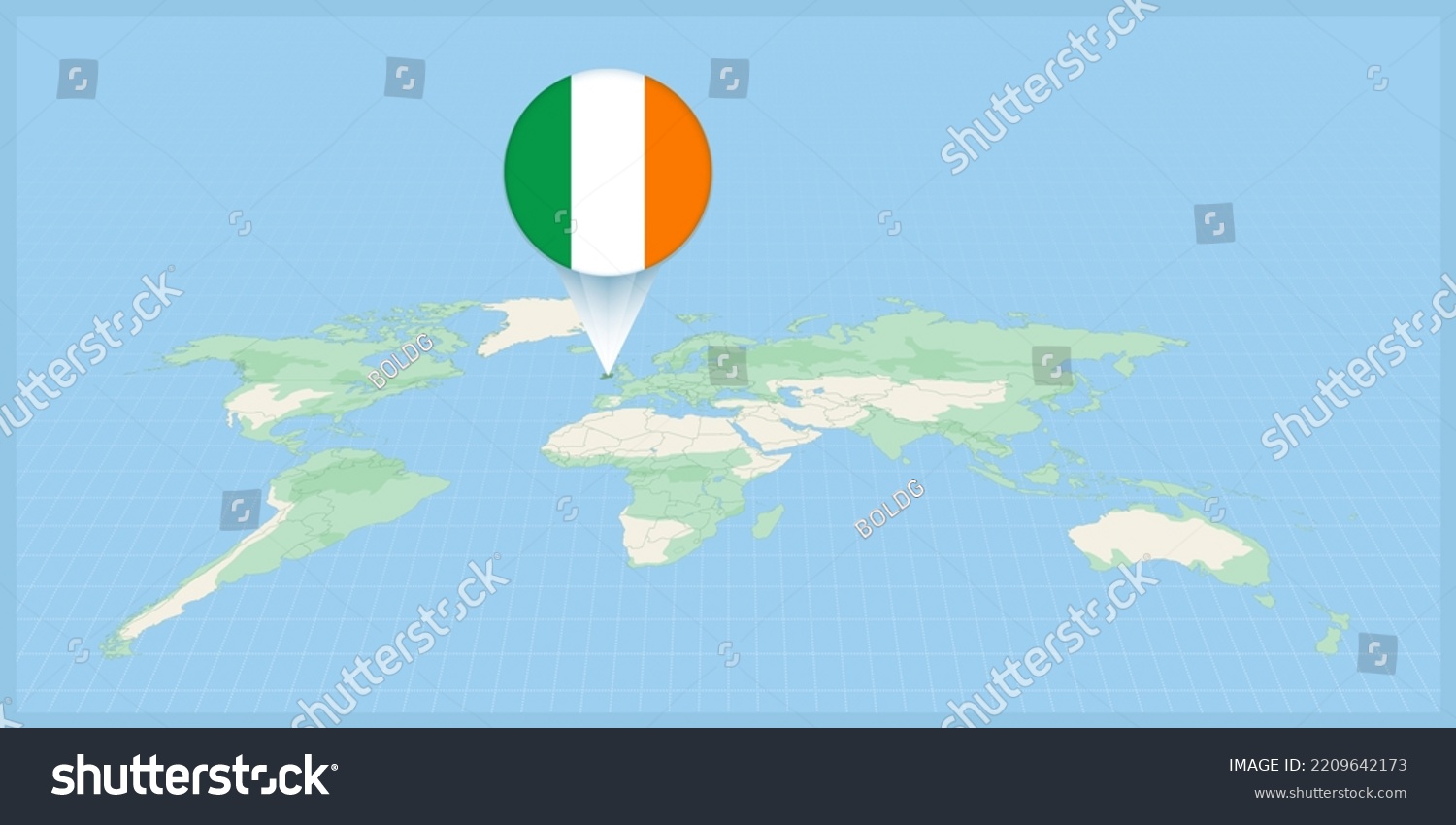 Location Ireland On World Map Marked Stock Vector Royalty Free Stock Vector Location Of Ireland On The World Map Marked With Ireland Flag Pin Cartographic Vector 2209642173