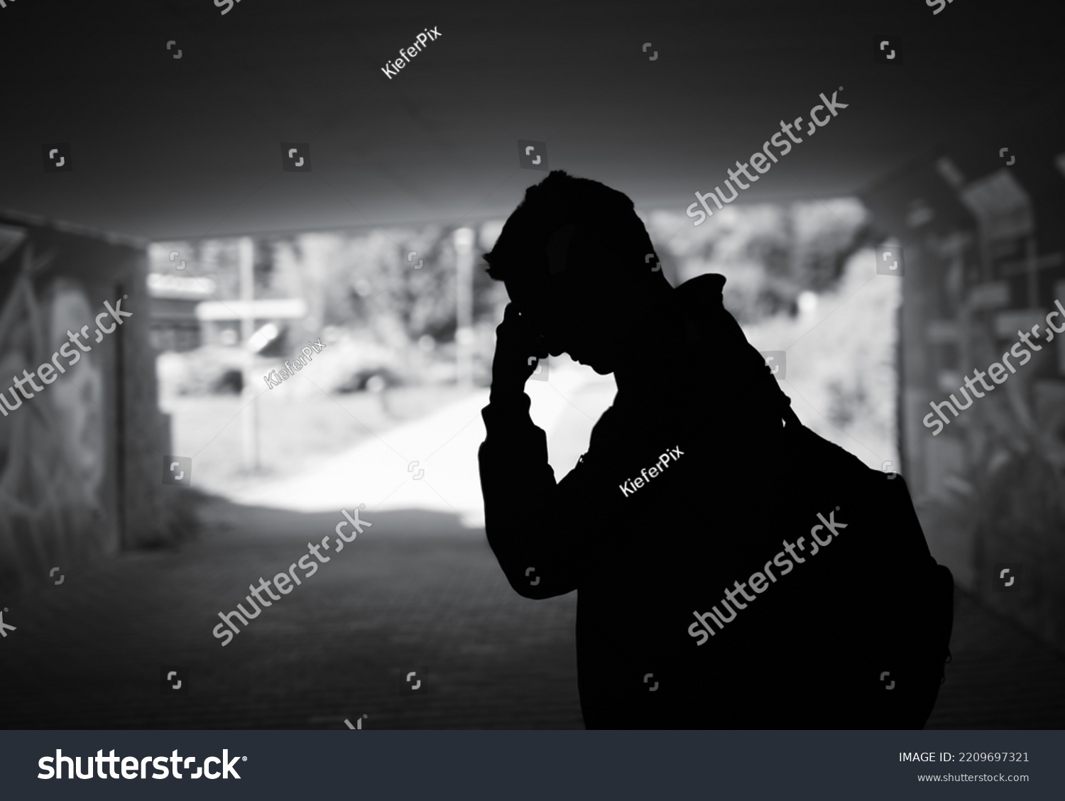 Tired Sad Man Walking Dark City Stock Photo 2209697321 | Shutterstock