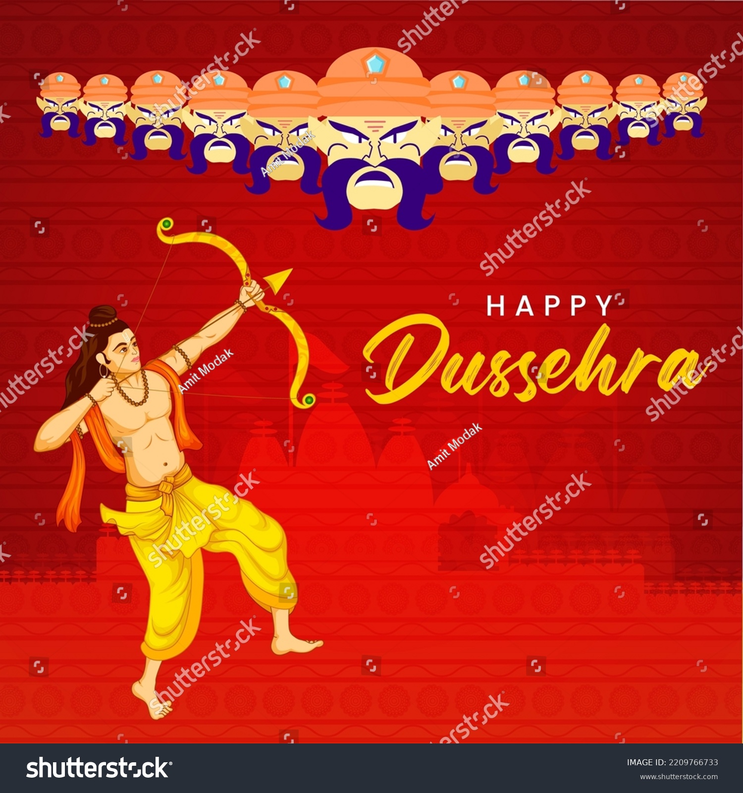 Creative Concept Happy Dussehra Vijayadashami Stock Vector (Royalty ...