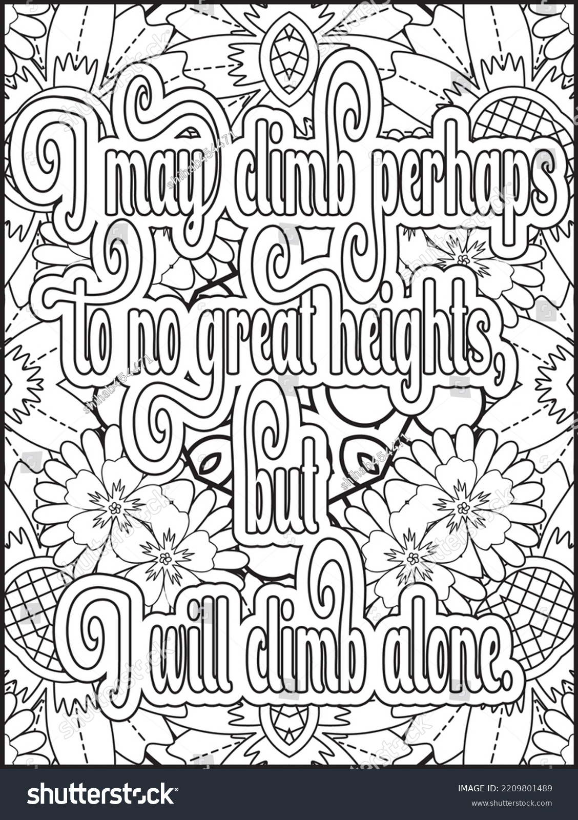 Alone Motivational Quotes Coloring Pages Design Stock Vector (royalty 