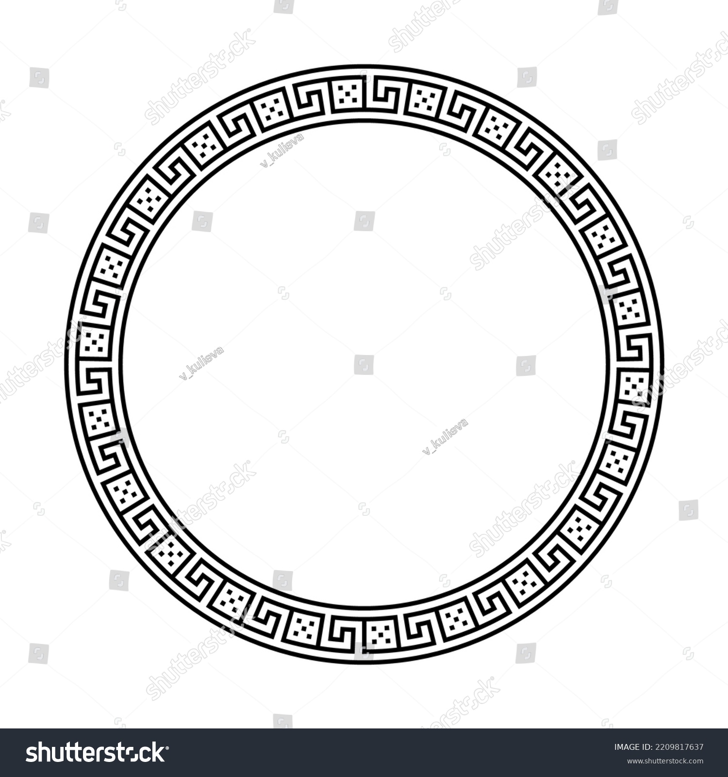 Greek Ornament Circle Frame Meander Round Stock Vector (Royalty Free ...