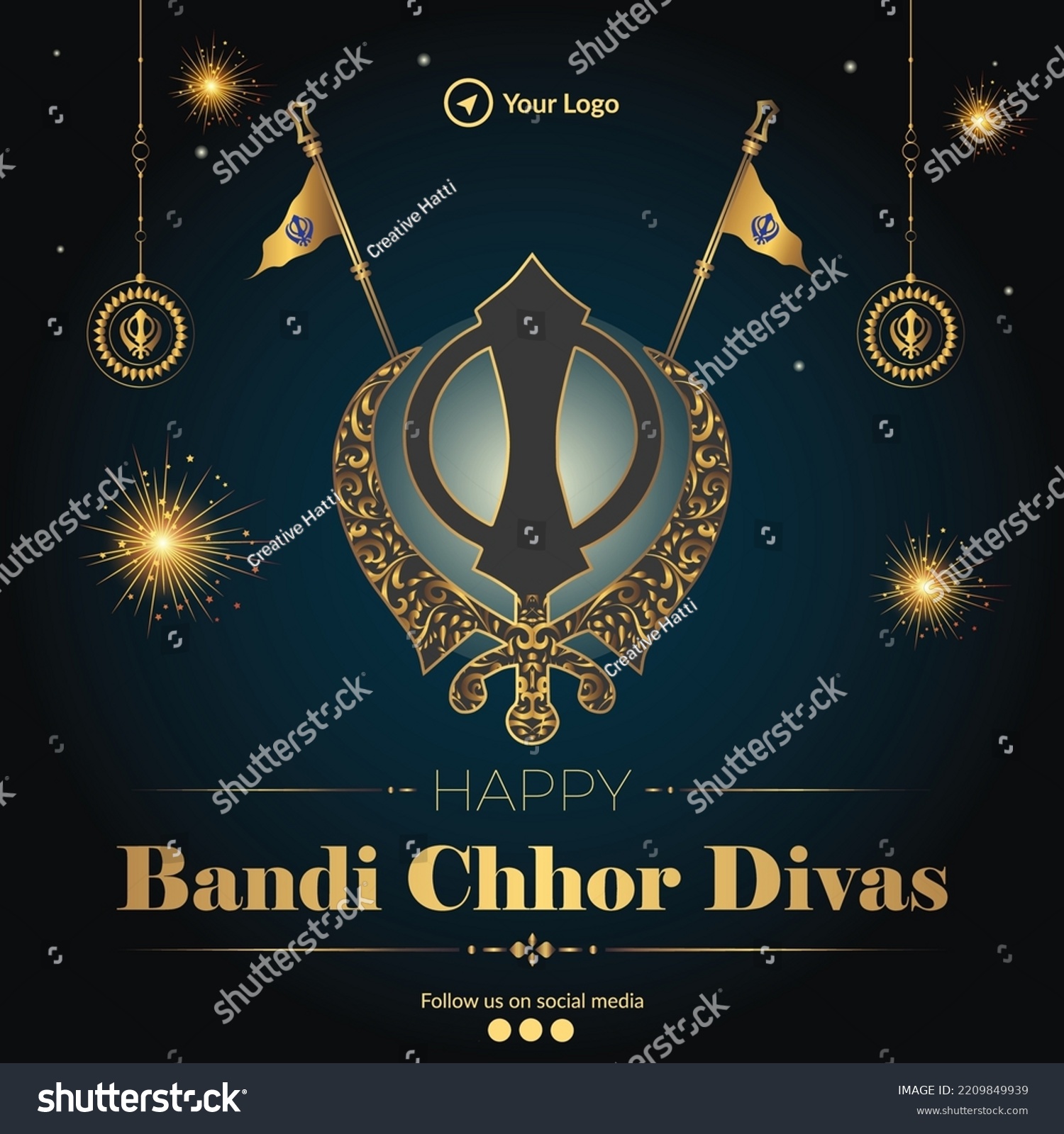 Banner Design Happy Bandi Chhor Diwas Stock Vector (Royalty Free