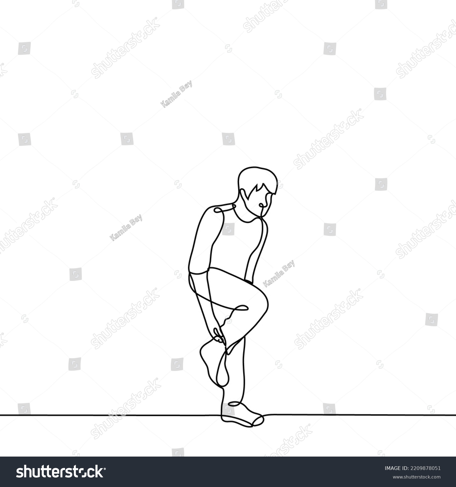 Man Stands On One Leg Adjusting Stock Vector (Royalty Free) 2209878051 ...