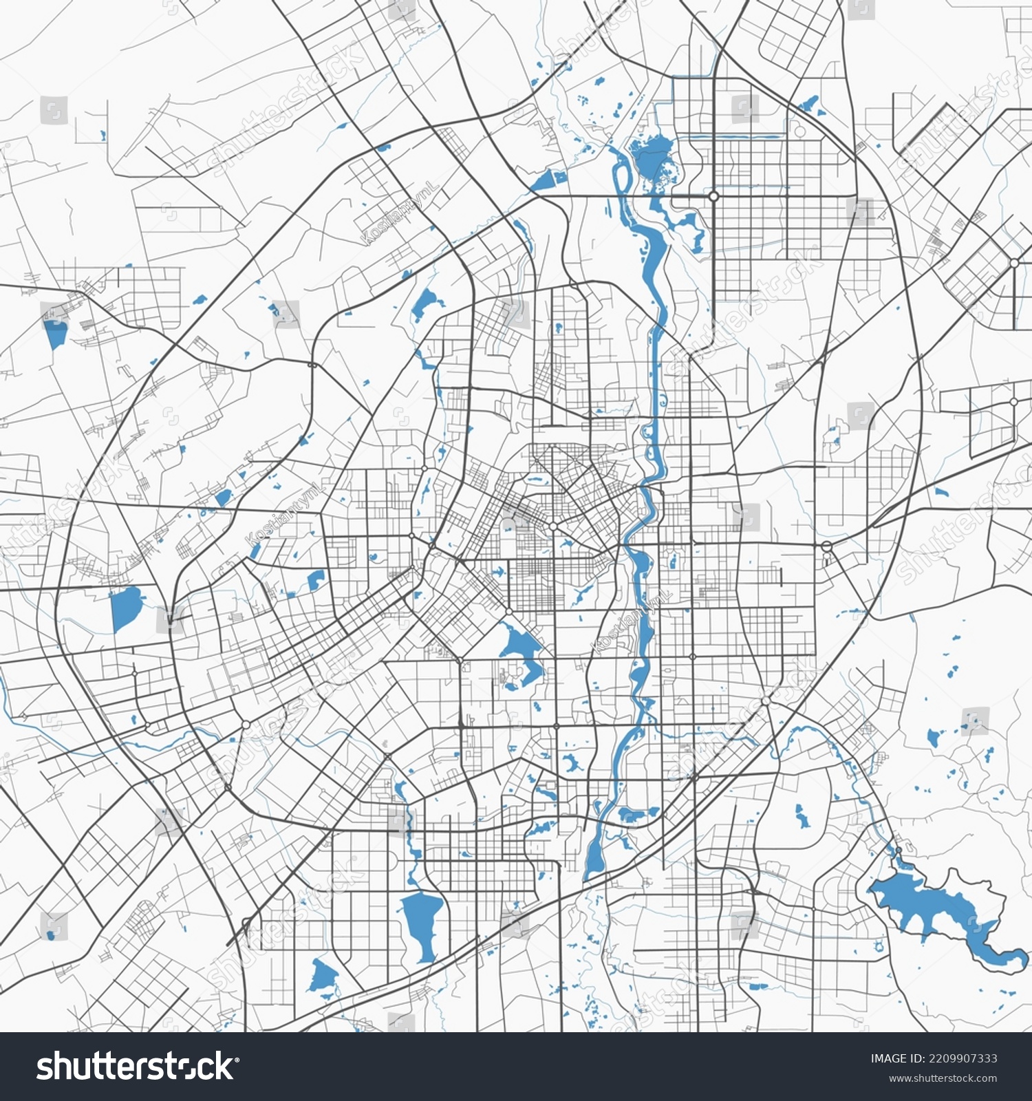 Changchun Map Detailed Map Changchun City Stock Vector (Royalty Free ...