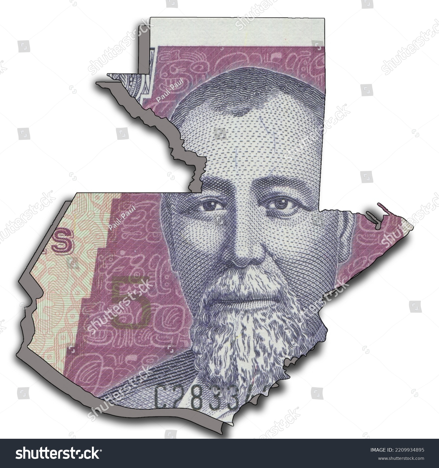 Guatemala Map Portraits Famous Guatemalan People Stock Illustration