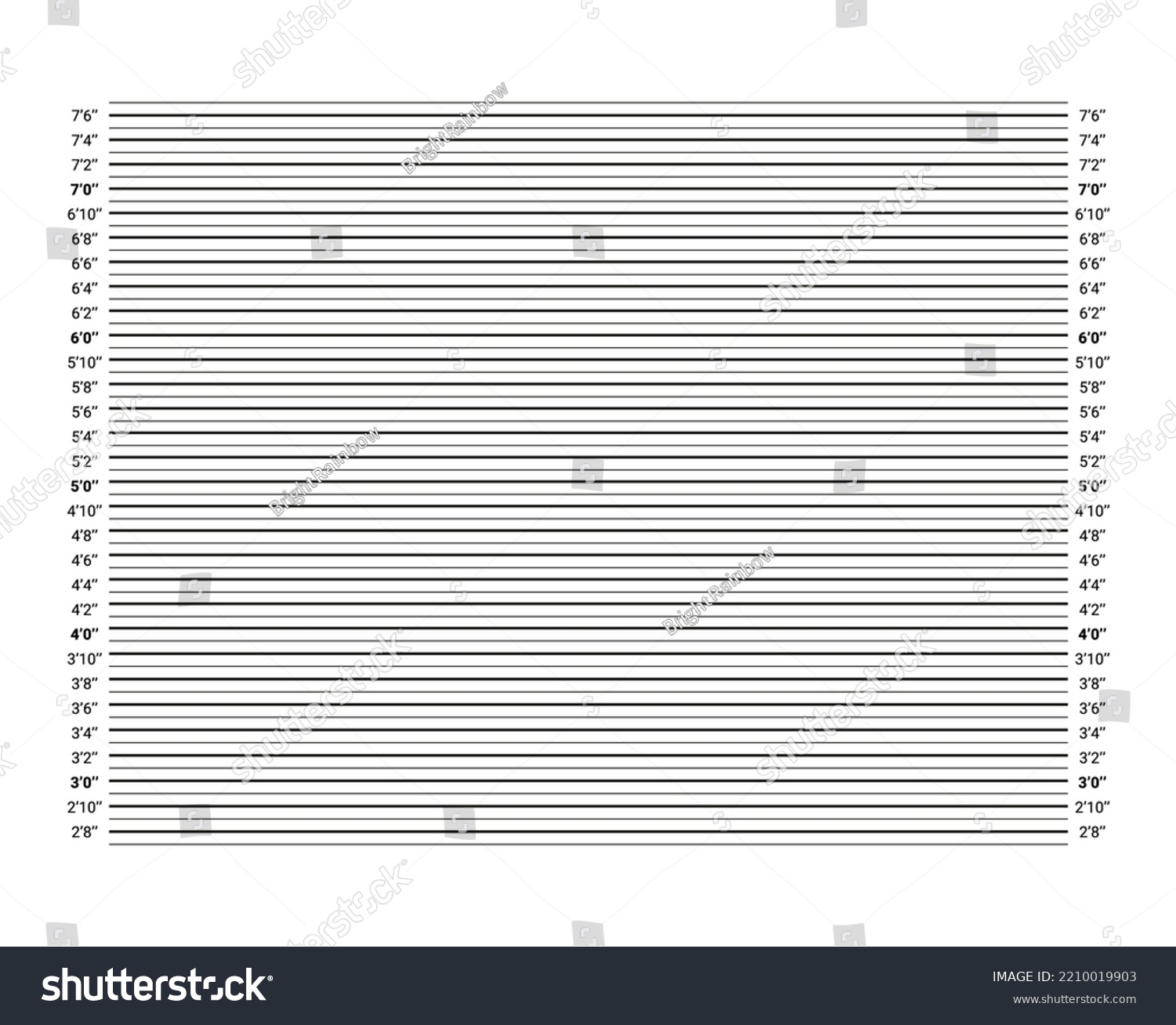 Mugshot Board Template Police Wall Measurements Stock Vector (Royalty ...