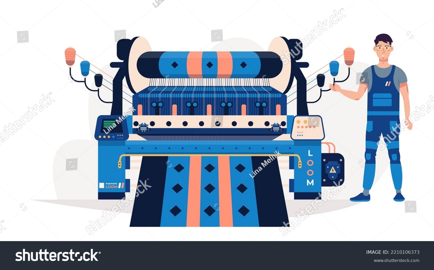 Loom Isolated Operator Factory Modern Loom Stock Vector Royalty Free