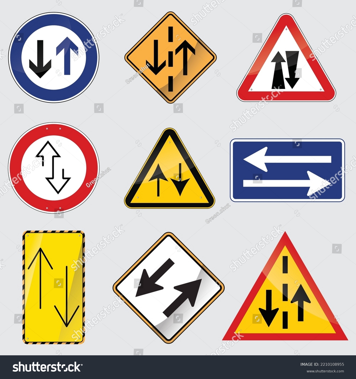 Collection Warning Mandatory Prohibition Information Traffic Stock Vector Royalty Free 