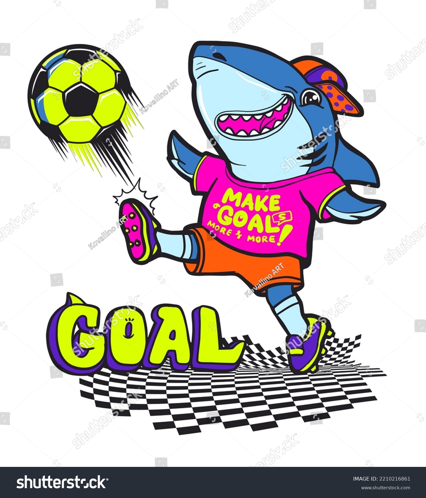 Cartoon Shark Football Player Playing Football Stock Vector (Royalty ...