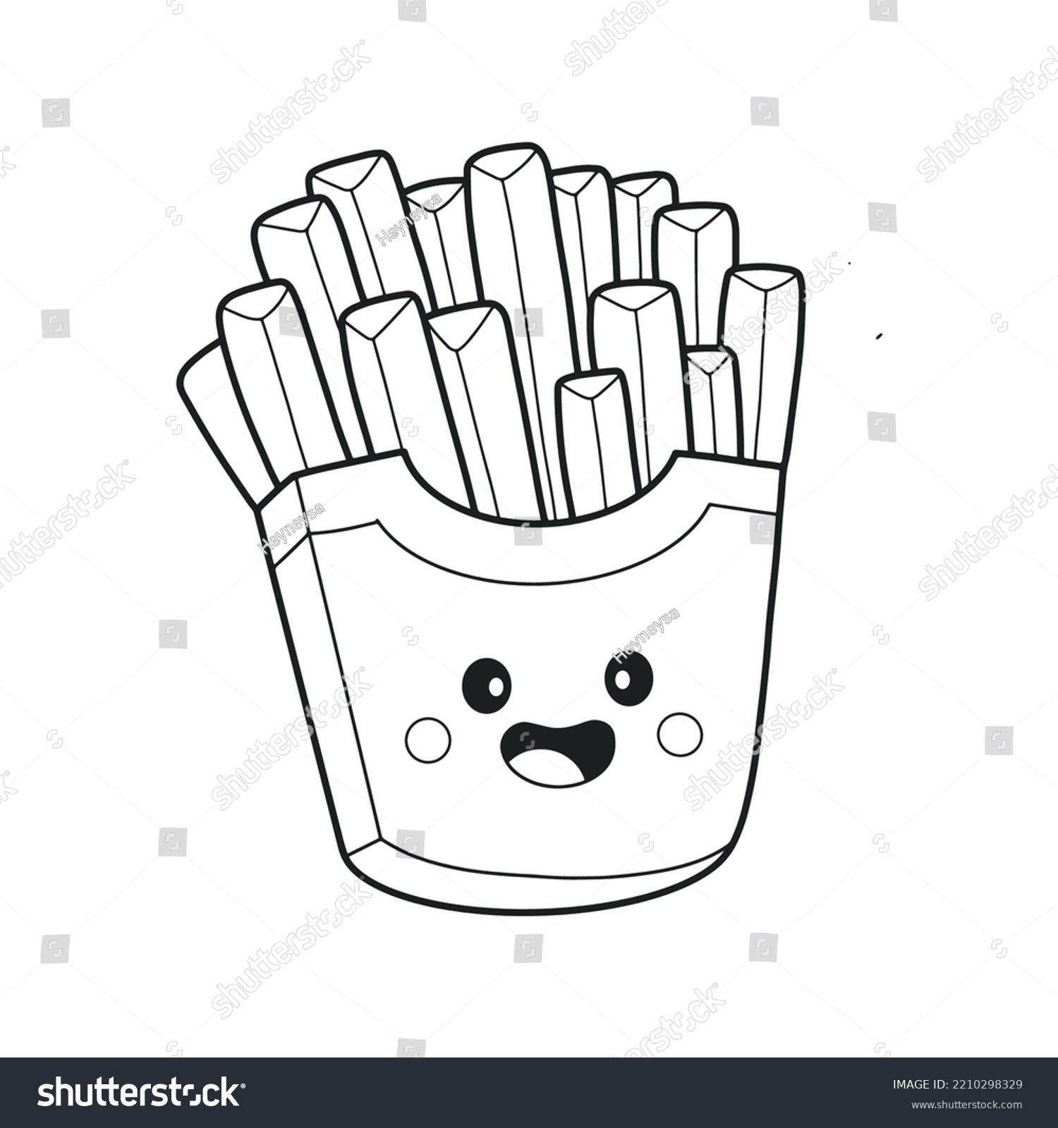 French Fries Character Coloring Page Illustration Stock Vector (Royalty ...