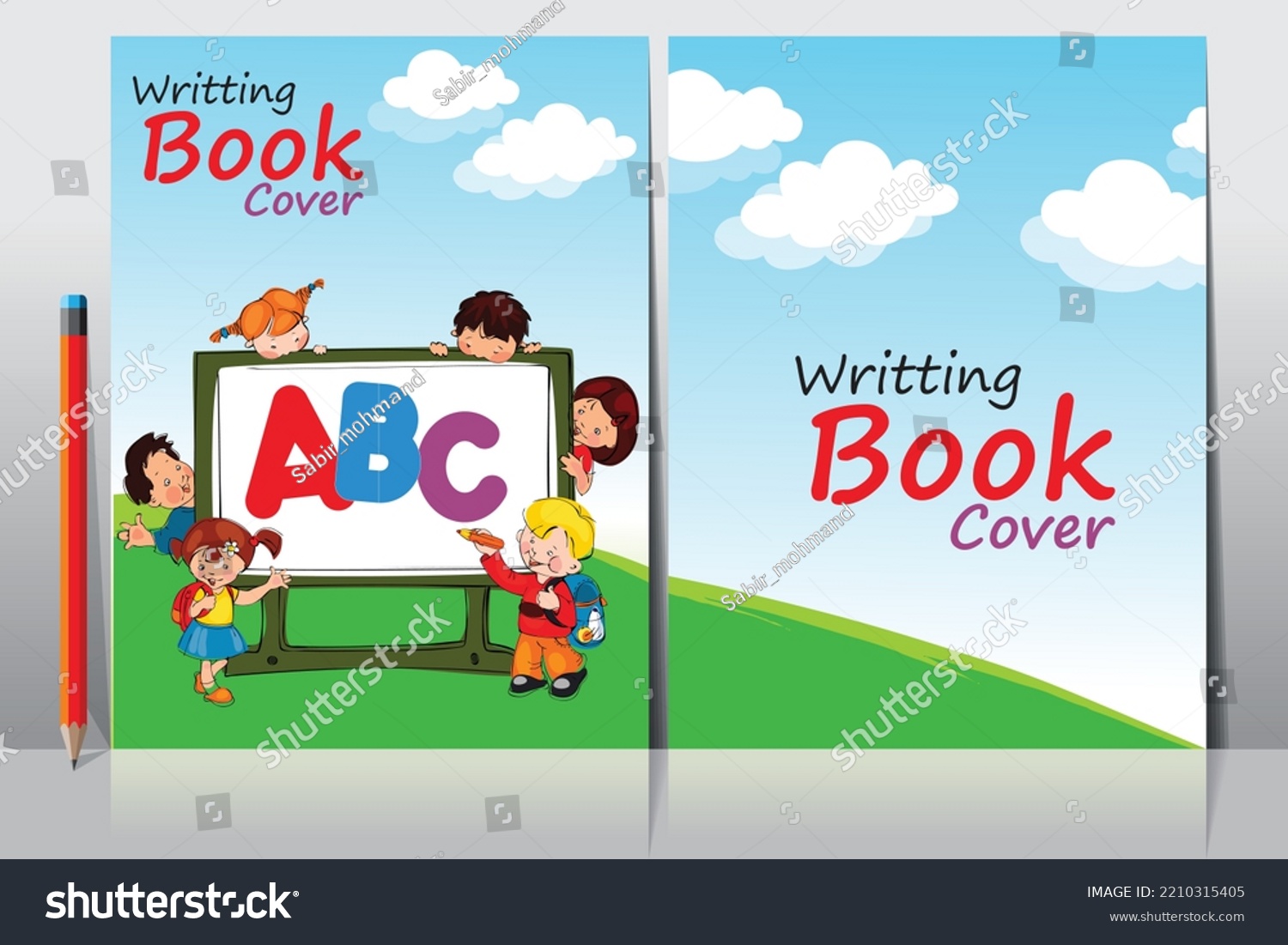 School Book Cover Design Cartoon Background Stock Vector (Royalty Free ...