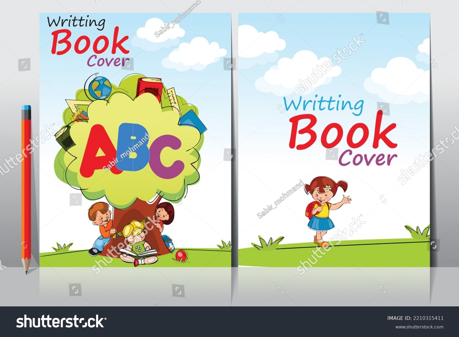 School Book Cover Design Cartoon Background Stock Vector (Royalty Free ...