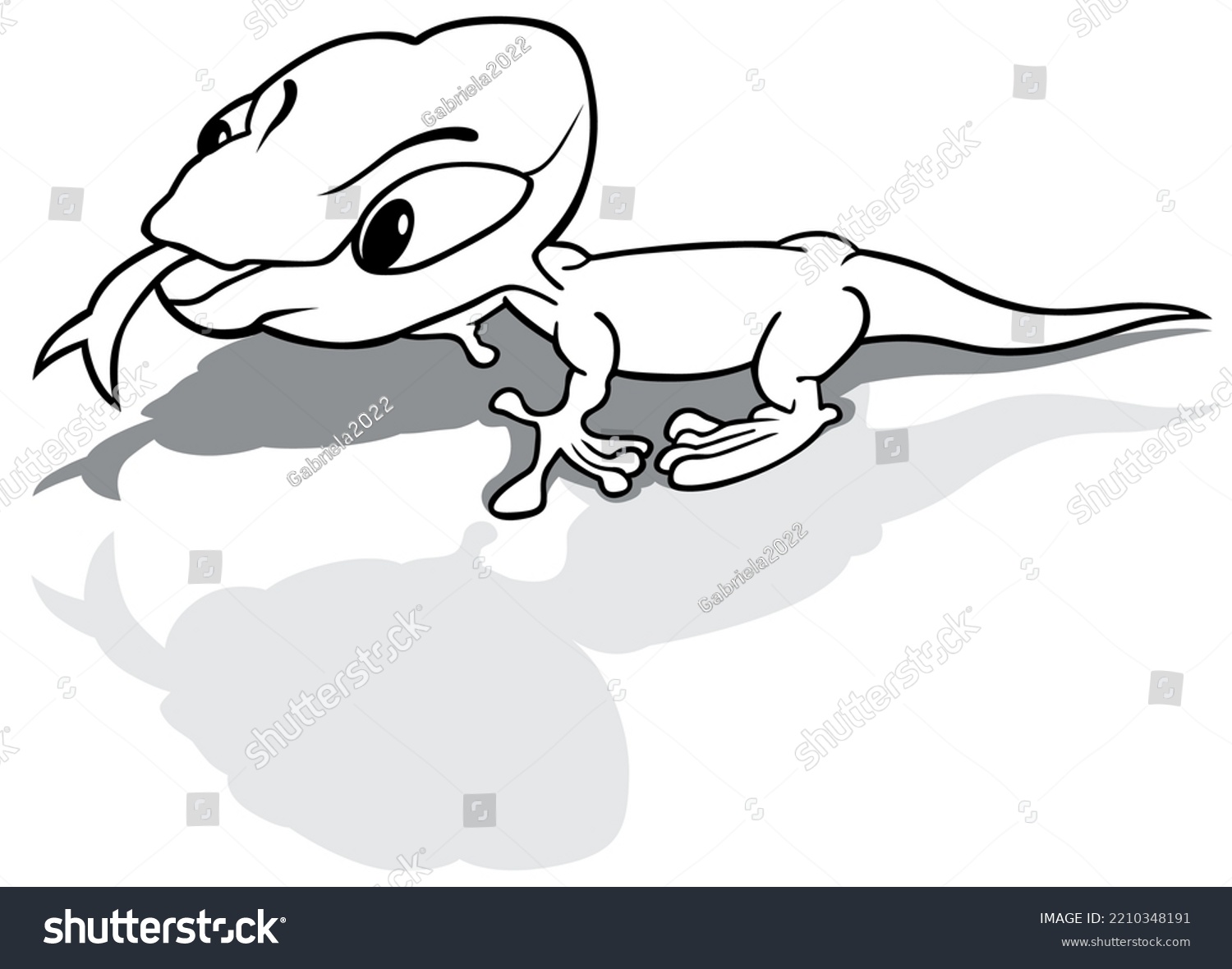 Drawing Crawling Lizard Tongue Out Cartoon Stock Vector (Royalty Free ...