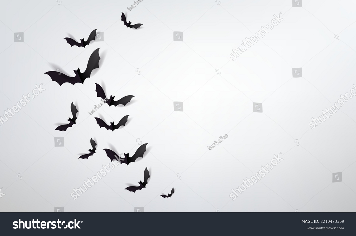 Black Bats Set Isolated Grey Background Stock Vector (Royalty Free ...