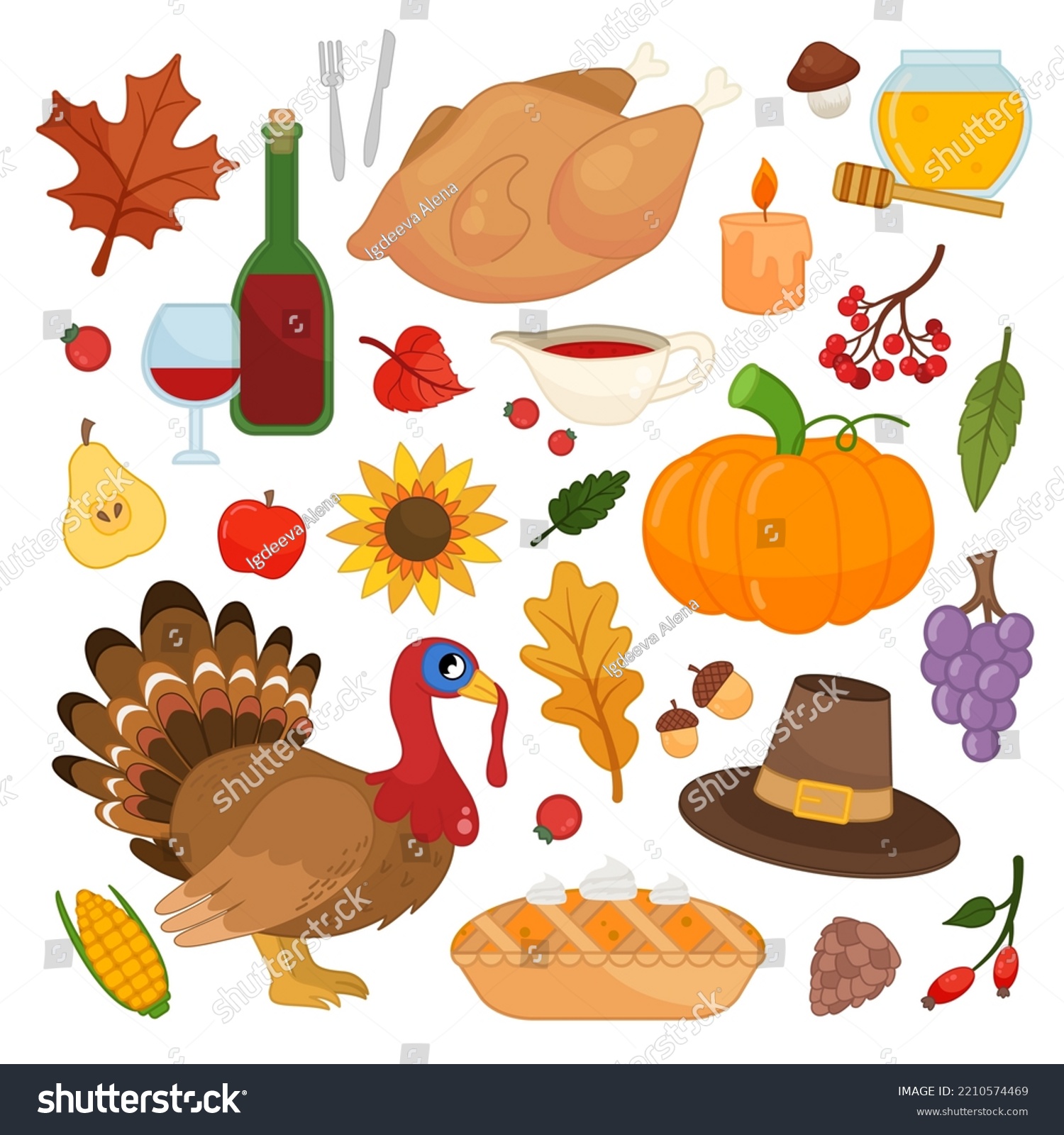 Thanksgiving Day Symbols Vector Set Stock Vector (Royalty Free ...