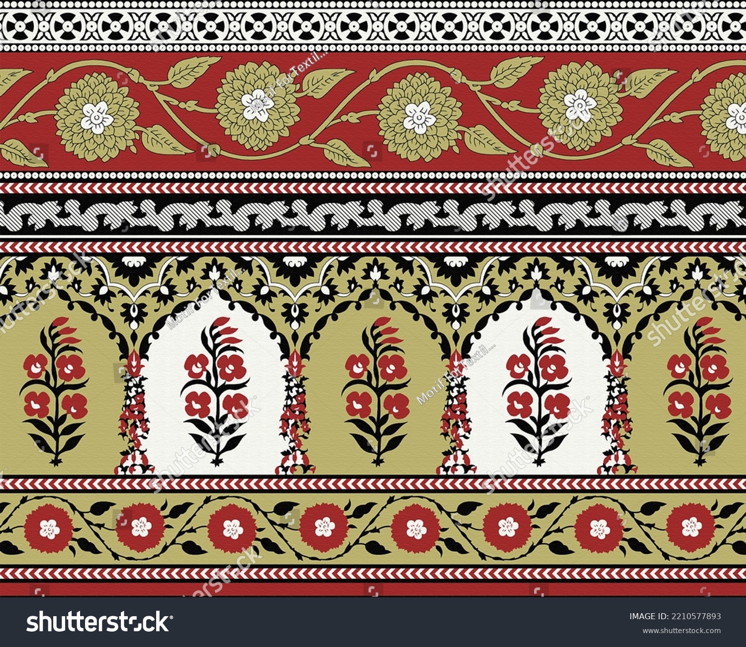 Unique Digital Traditional Geometric Ethnic Border Stock Illustration ...