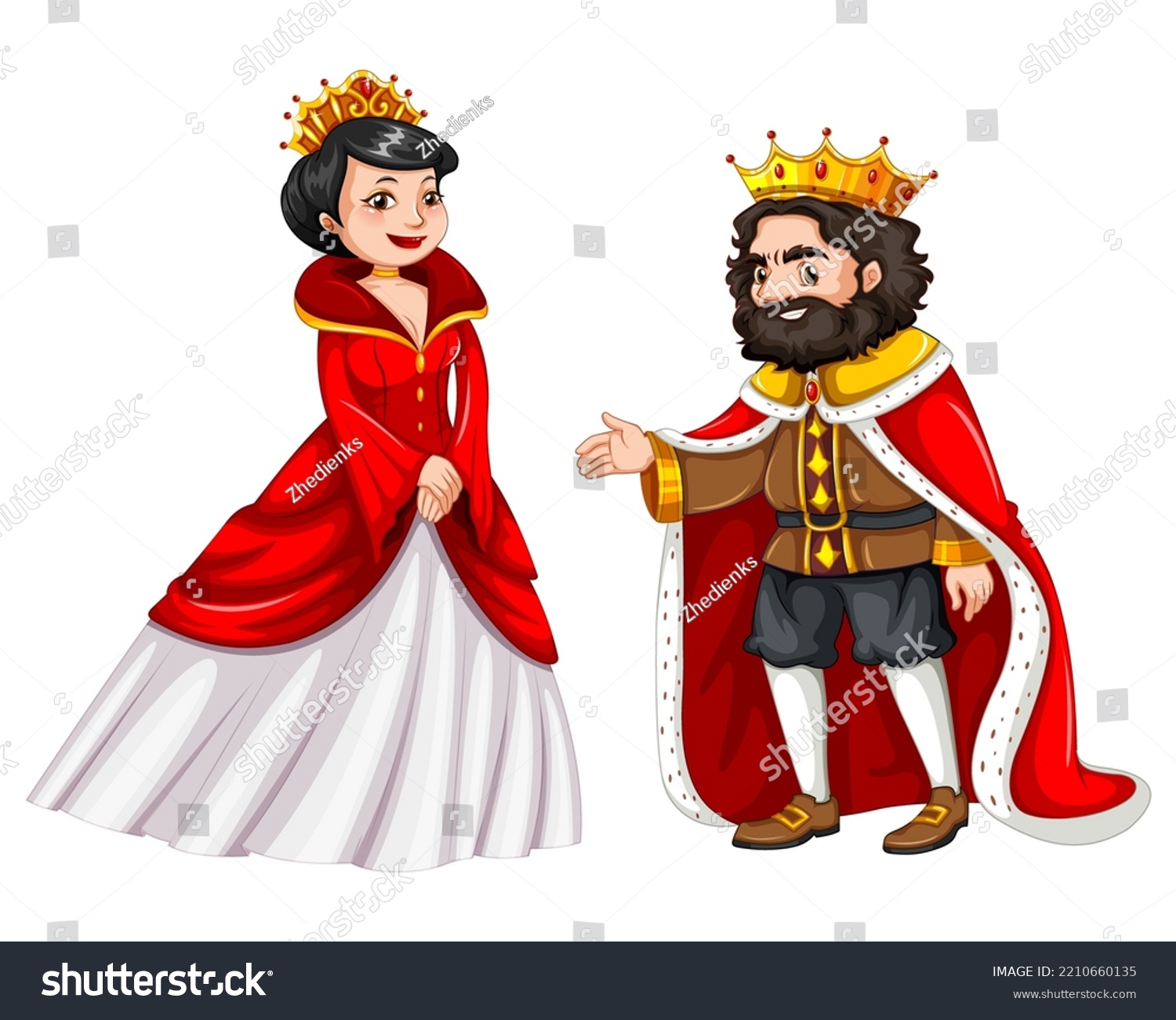 King Queen Cartoon Character Vector Design Stock Vector (Royalty Free ...