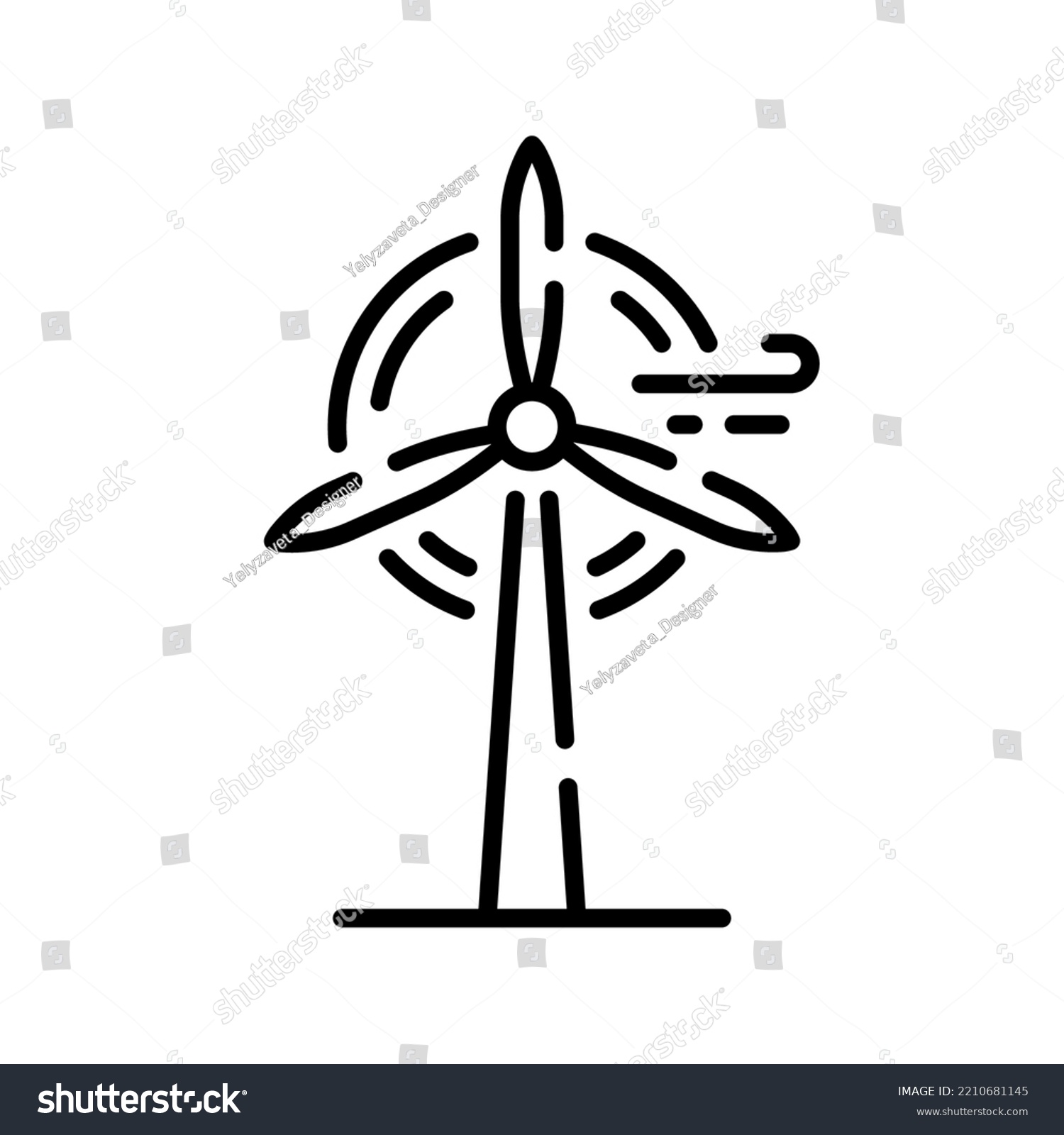 Eco Wind Turbine Green Energy Line Stock Vector (Royalty Free ...