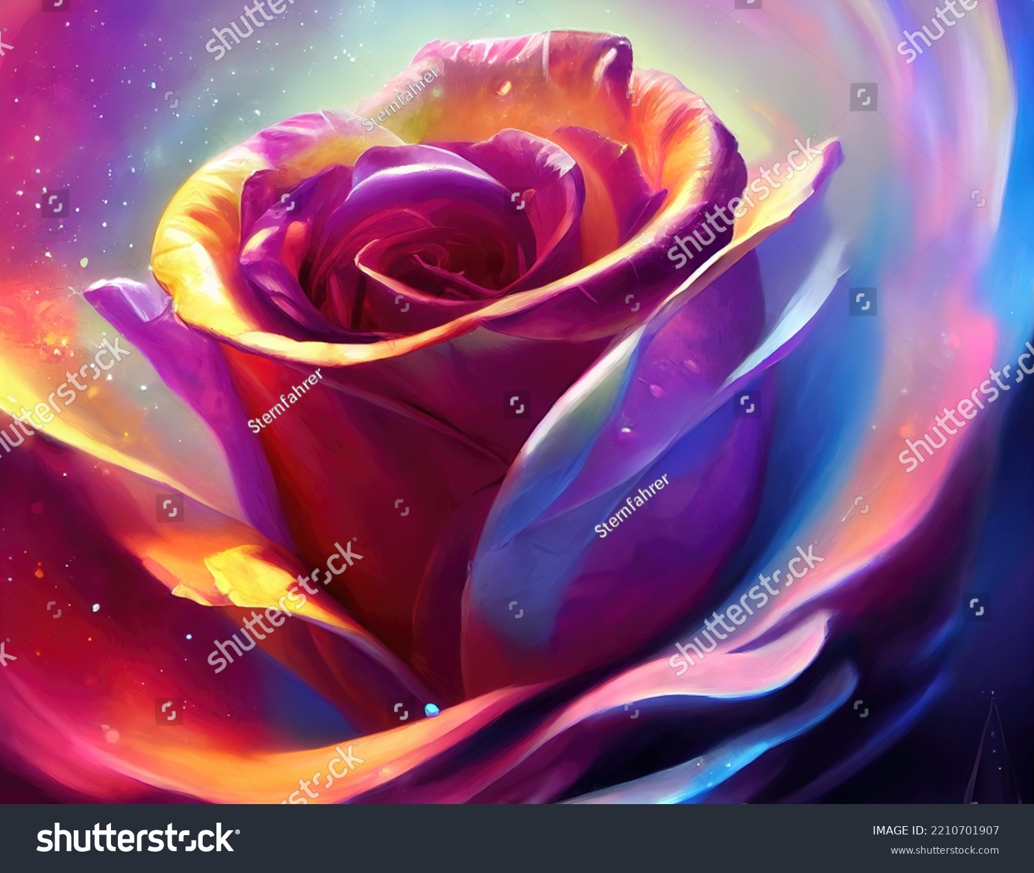 Beautiful Enchanting Rose Fantasy World Illustration Stock Illustration ...