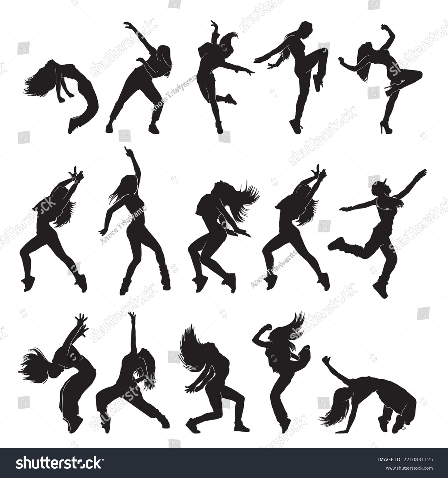 Woman Modern Breakdance Silhouette Youth Culture Stock Vector Royalty