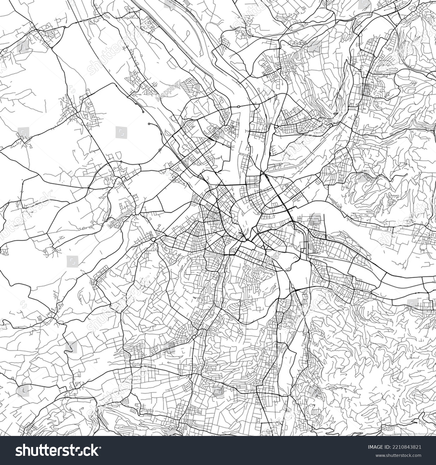 Area Map Basel Switzerland White Background Stock Illustration ...