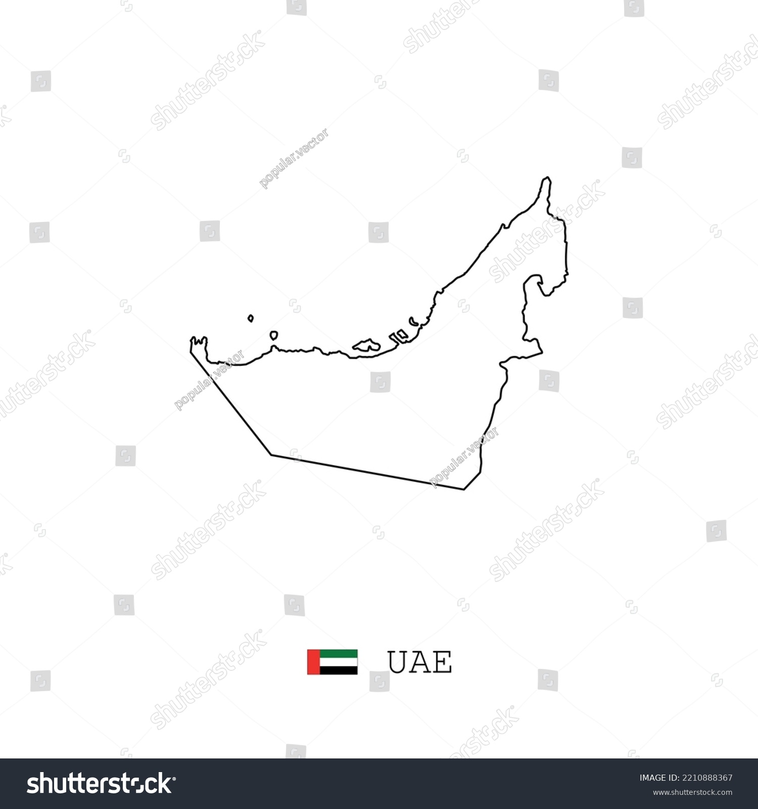 Uae Vector Map Outline Line Linear Stock Vector (Royalty Free ...