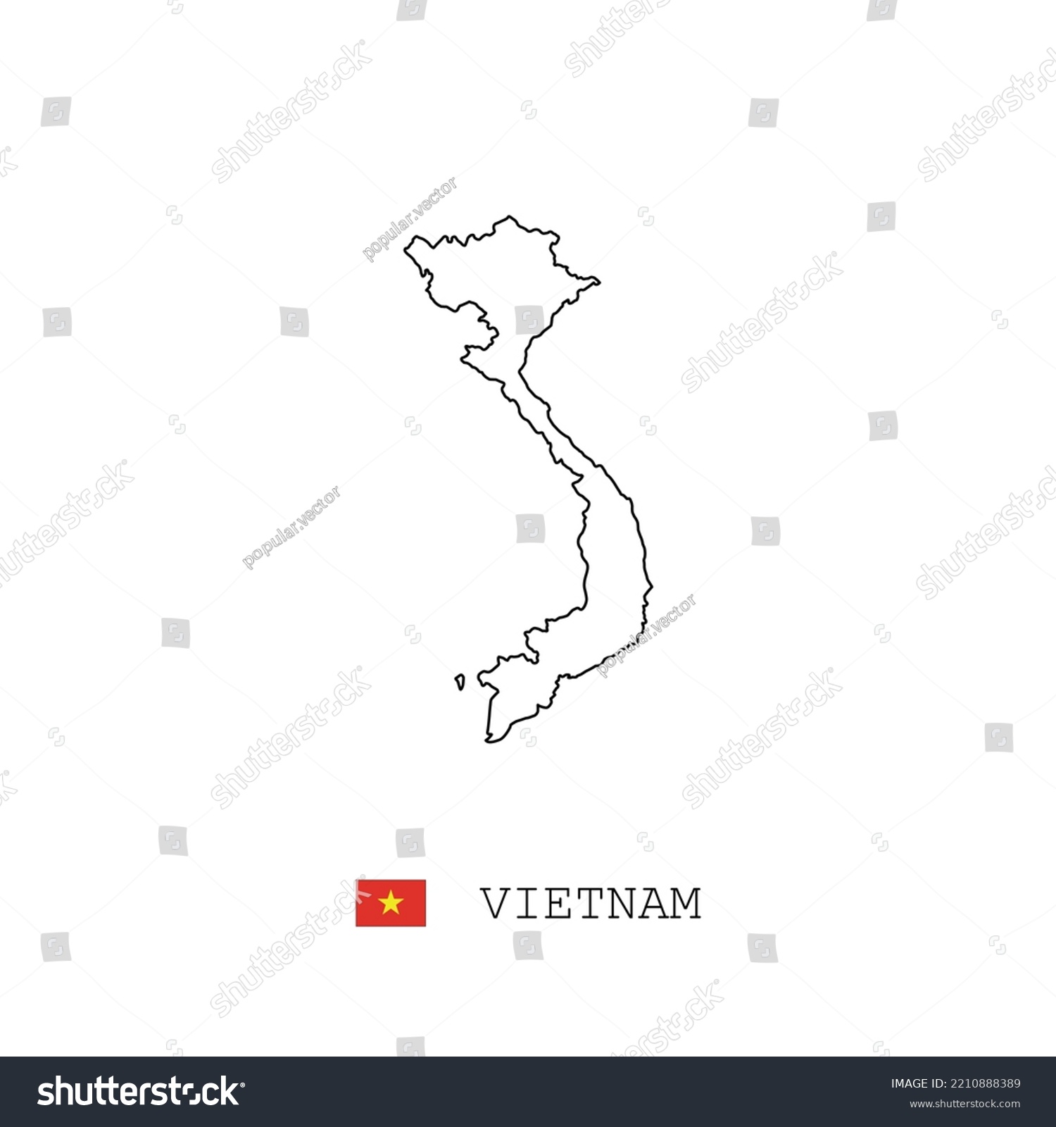 Vietnam Vector Map Outline Line Linear Stock Vector (Royalty Free ...