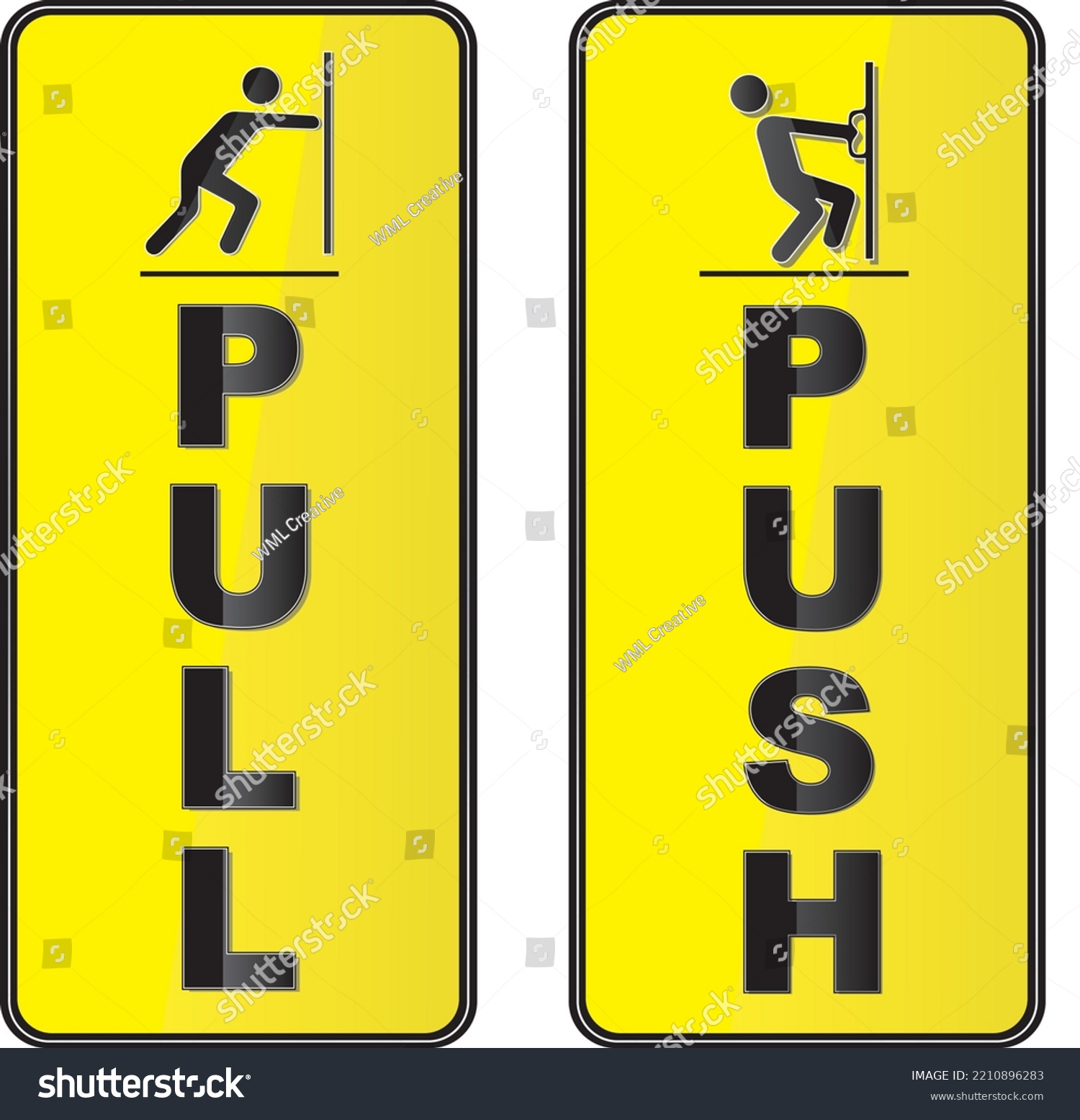 Door Signs Push Pull Stock Vector (Royalty Free) 2210896283 Shutterstock