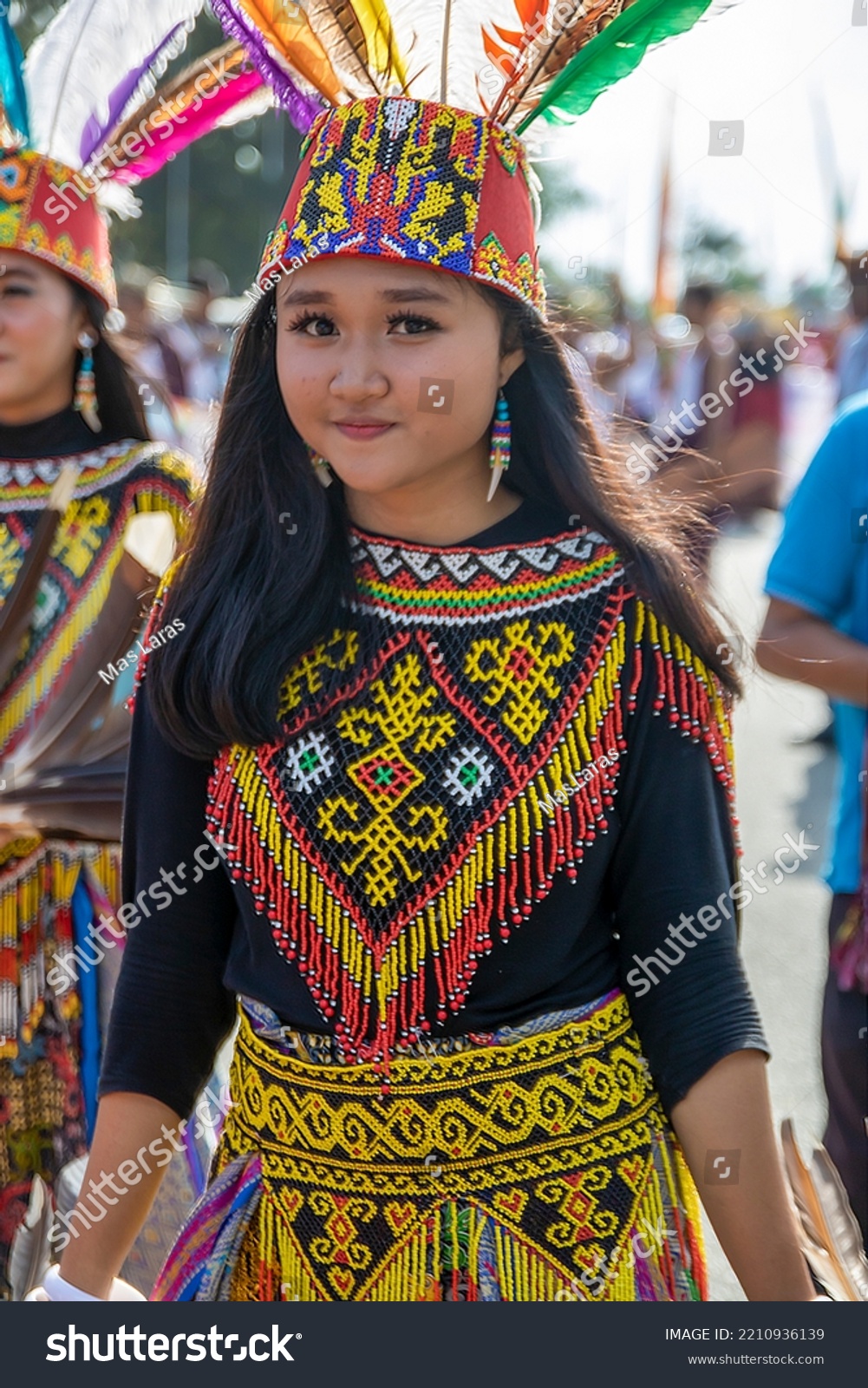 Beautiful Girl Wearing Dayak Tribe Dress Stock Photo 2210936139 ...