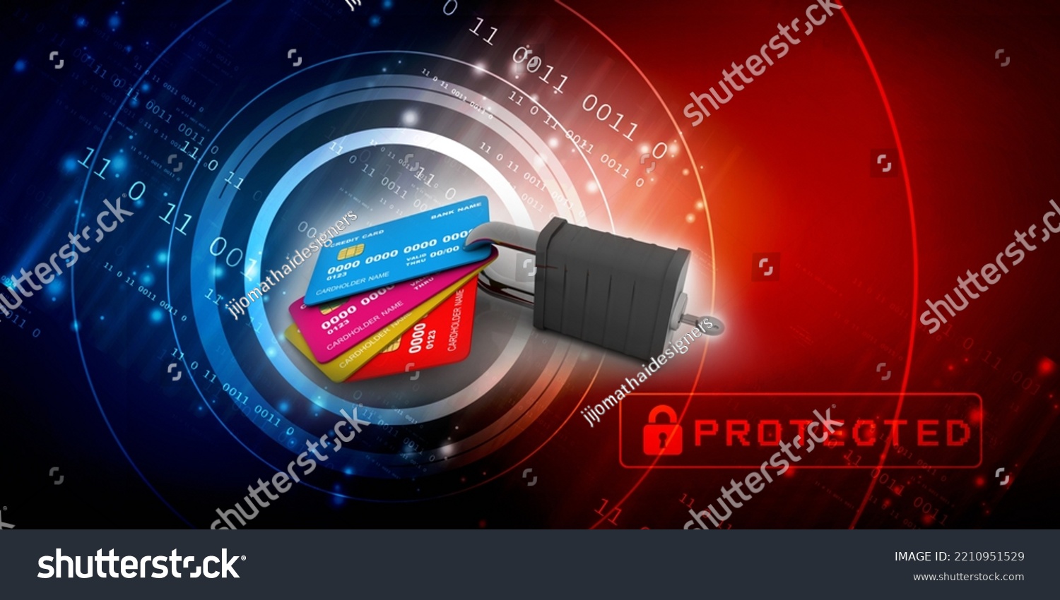 3d Rendering Credit Debit Card Protection Stock Illustration 2210951529 ...