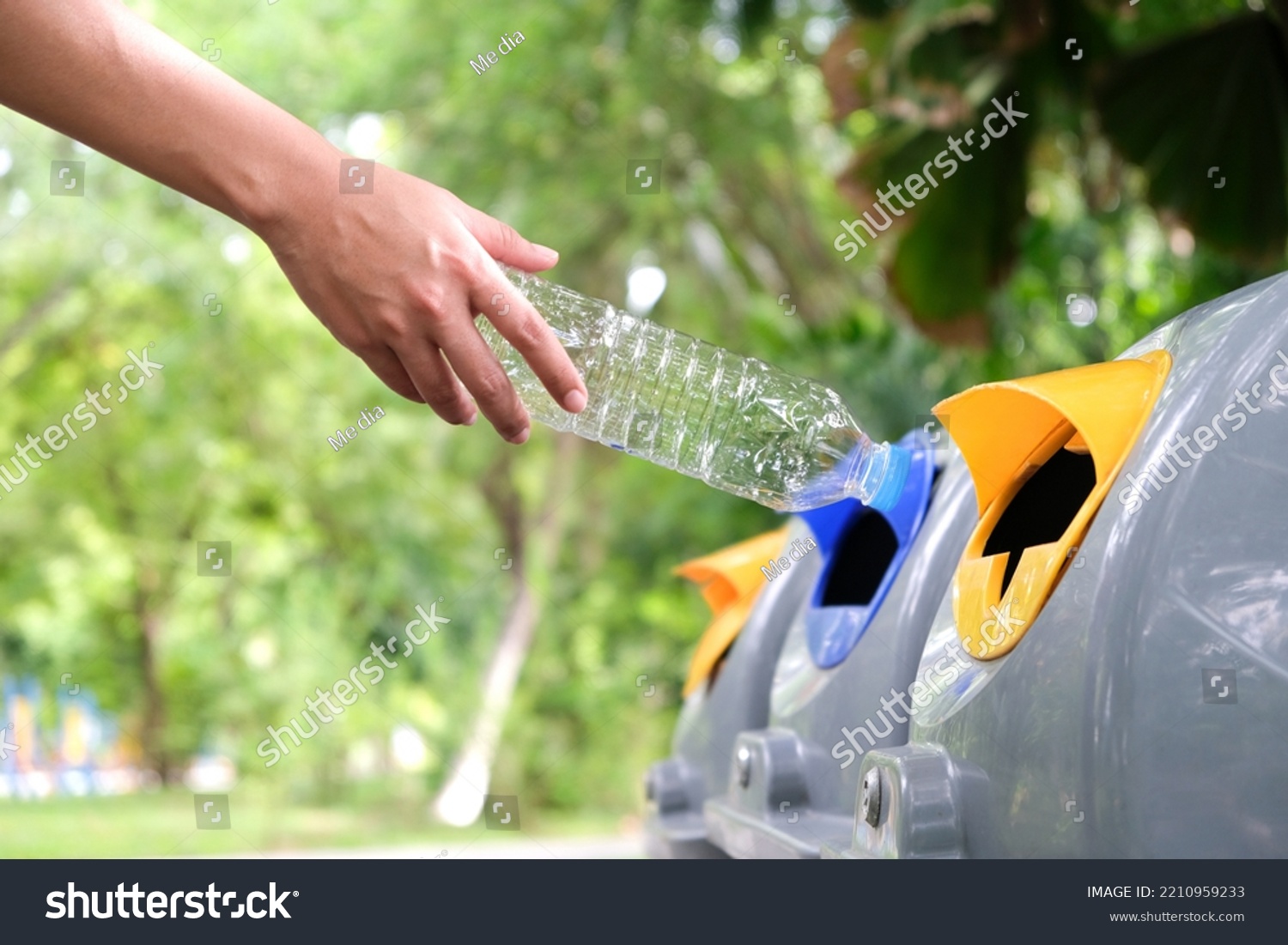 Please Dispose Plastic Bottle Into Tank Stock Photo (Edit Now) 1676670874