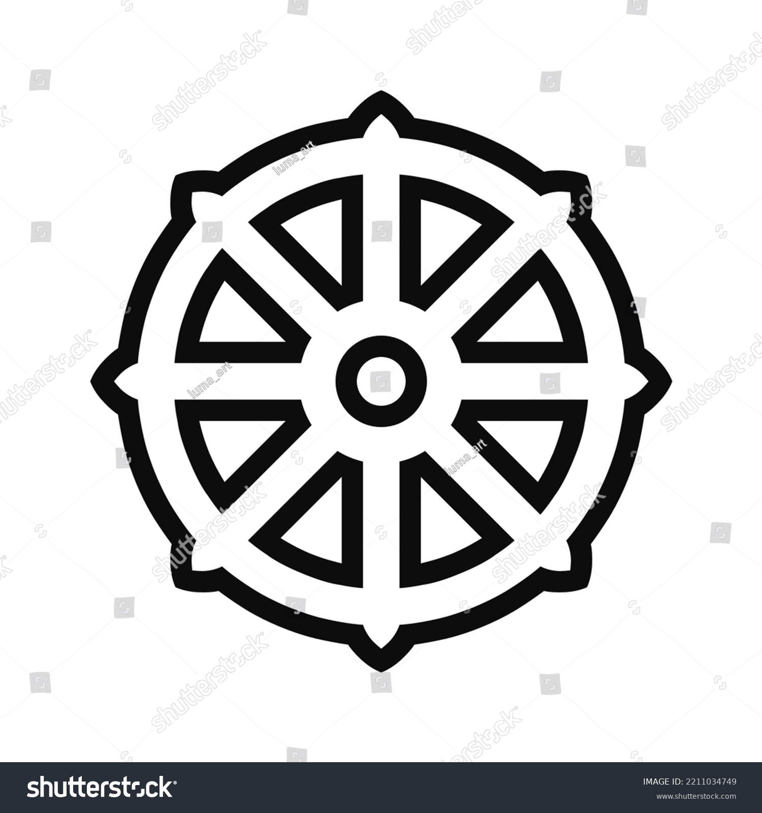 Vector Illustration Buddhist Symbol Dharma Chakra Stock Vector (Royalty ...