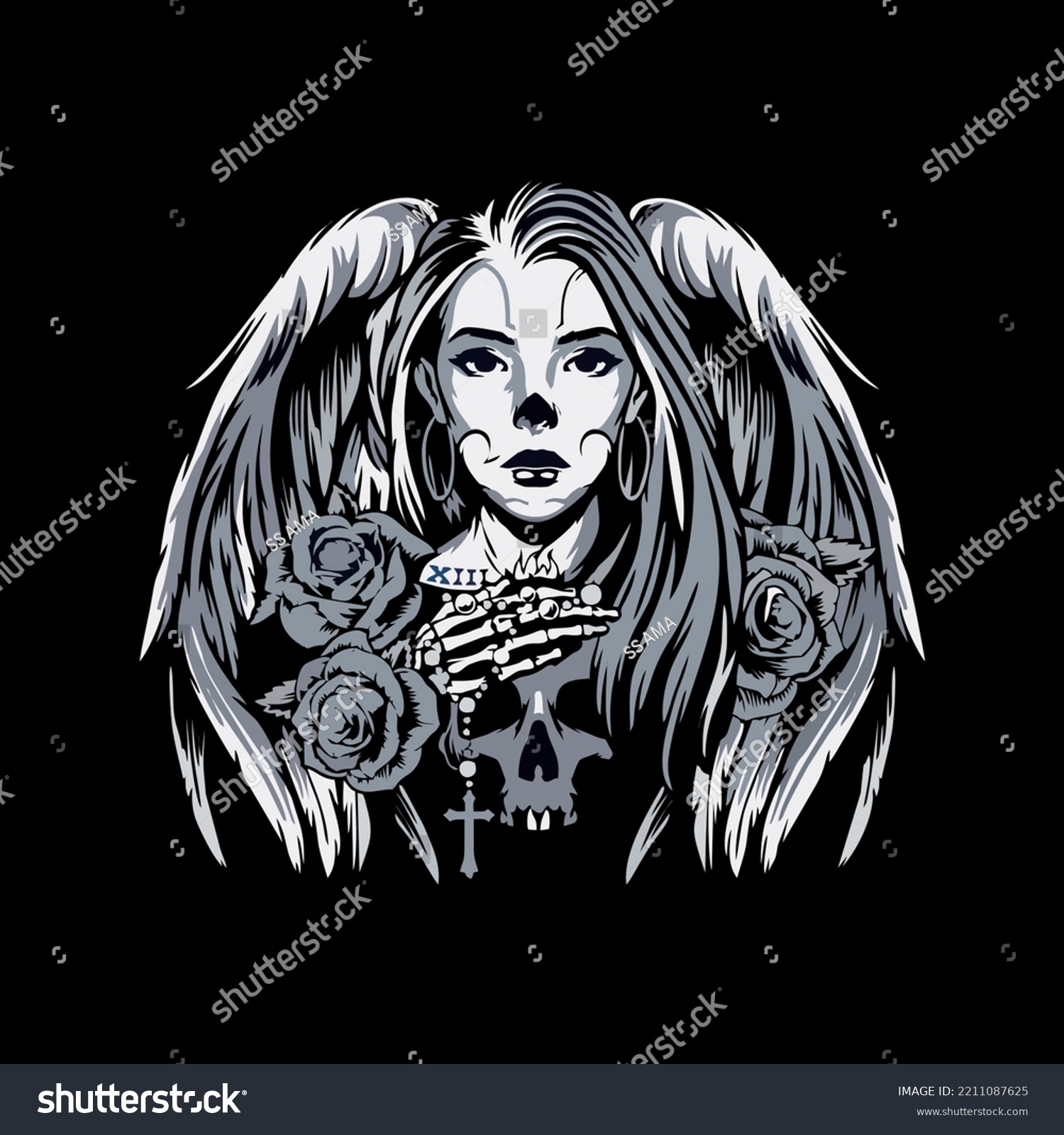 Chicano Tattoo Vintage Concept Scary 0102 Stock Vector (Royalty Free ...