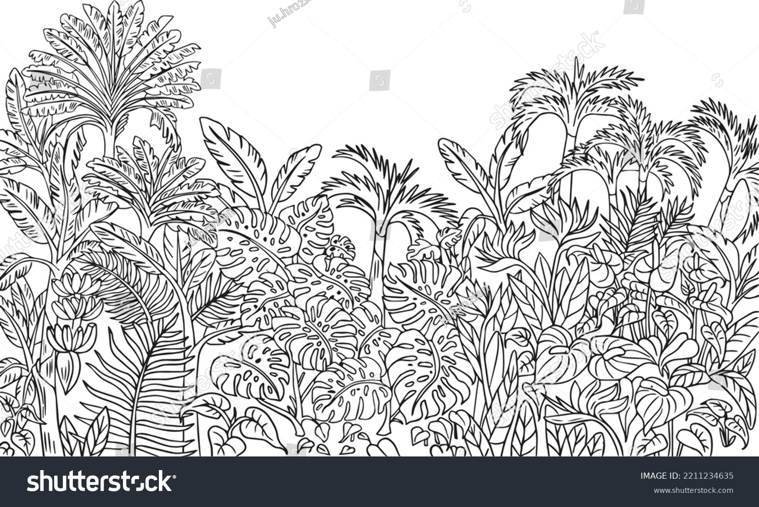 Tropical Outlined Vector Illustration Coloring Page Stock Vector ...